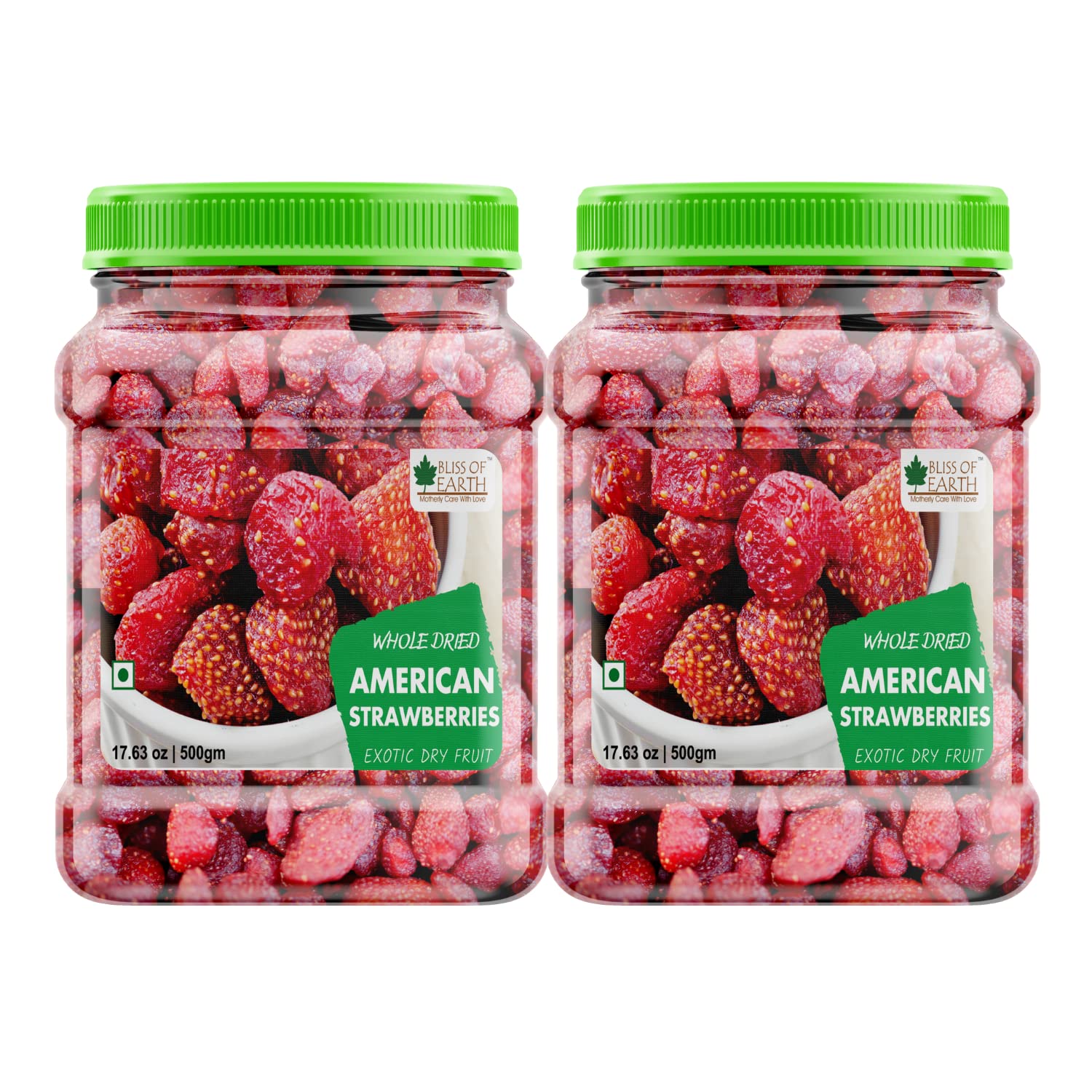 2x500gm Whole Dried American Strawberries Exotic Dry Fruit Healthy and Tasty (Pack of 2)
