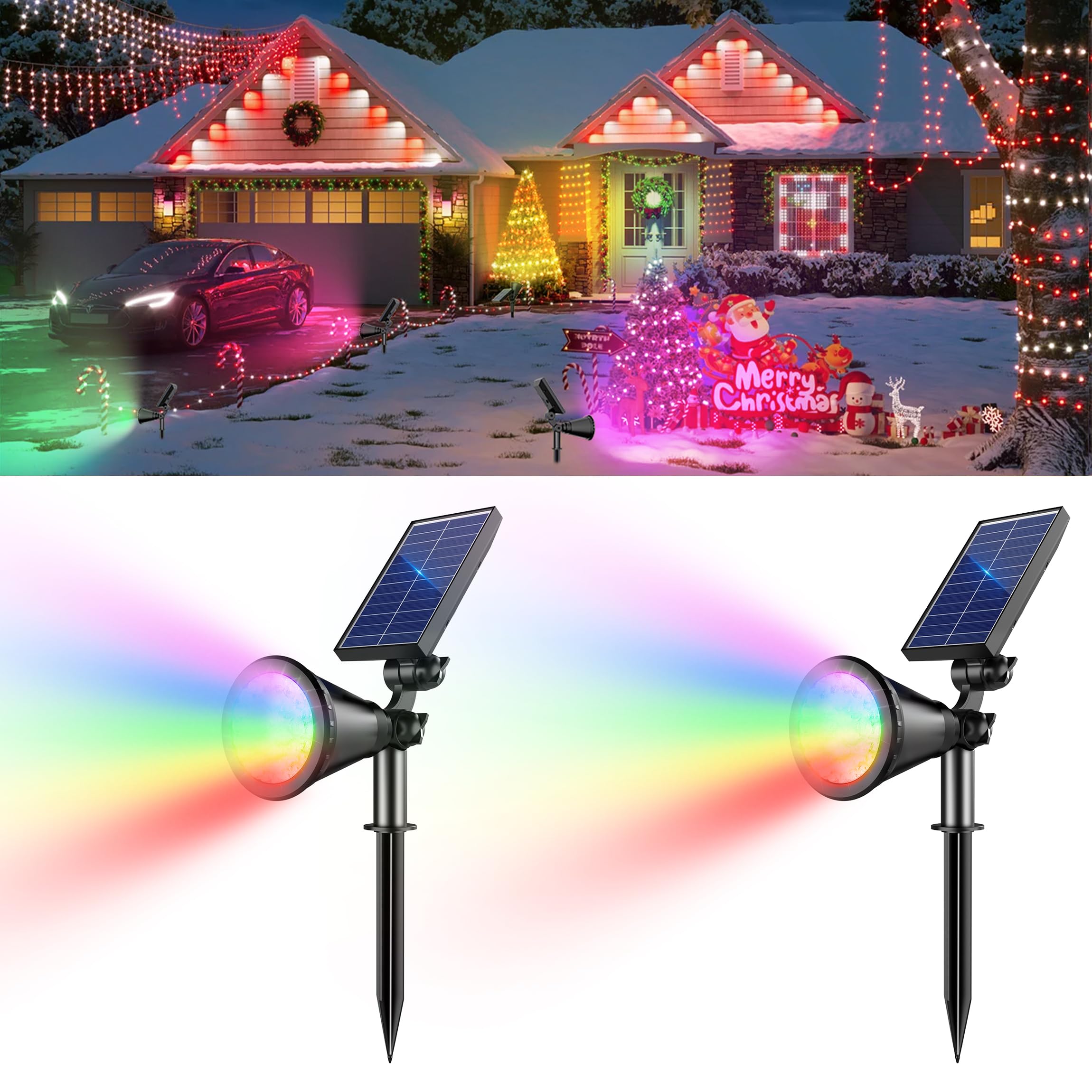 Photo 1 of APOMAO Solar Spotlights, Multicolor, 2 Pack