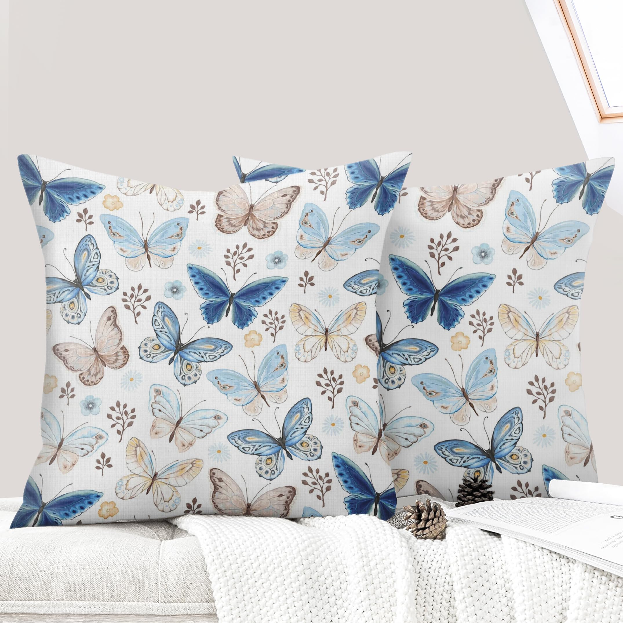 Tosleo Set di 2 federe per cuscini primaverili, 45 x 45 cm, fiori da