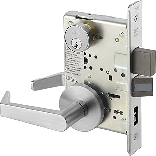 Yale 8847FL RH AUR 626 Less CY 8800 Mortise Lockset, Grade 1, Rose Only, Apartment with Deadbolt, RH Field Reversible, Cylinder Not Included, 626 Satin Chrome Finish