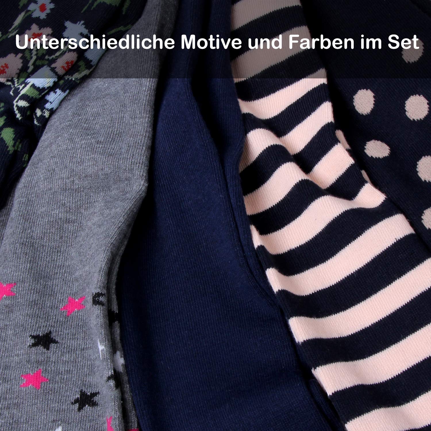 L&K-II 6er Kinder Strumpfhose Mädchen Strumpfhose Baby Strumpfhose für Mädchen Blumen Punkt Streifen Muster 6 Stück in Set 27257