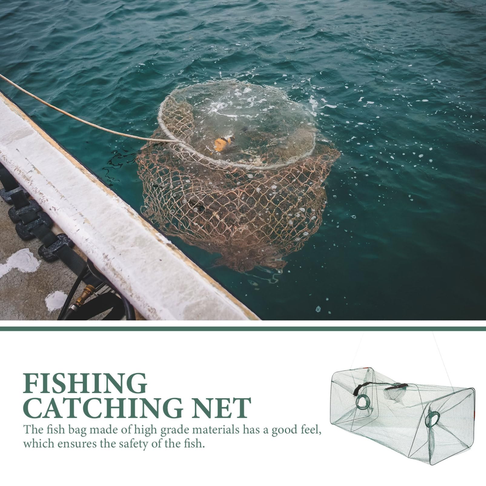 Toyvian Jaula Plegable para Camarones y Peces de Almacenamiento de Nylon Bolsa de Pesca Portátil de Limpiar Grande