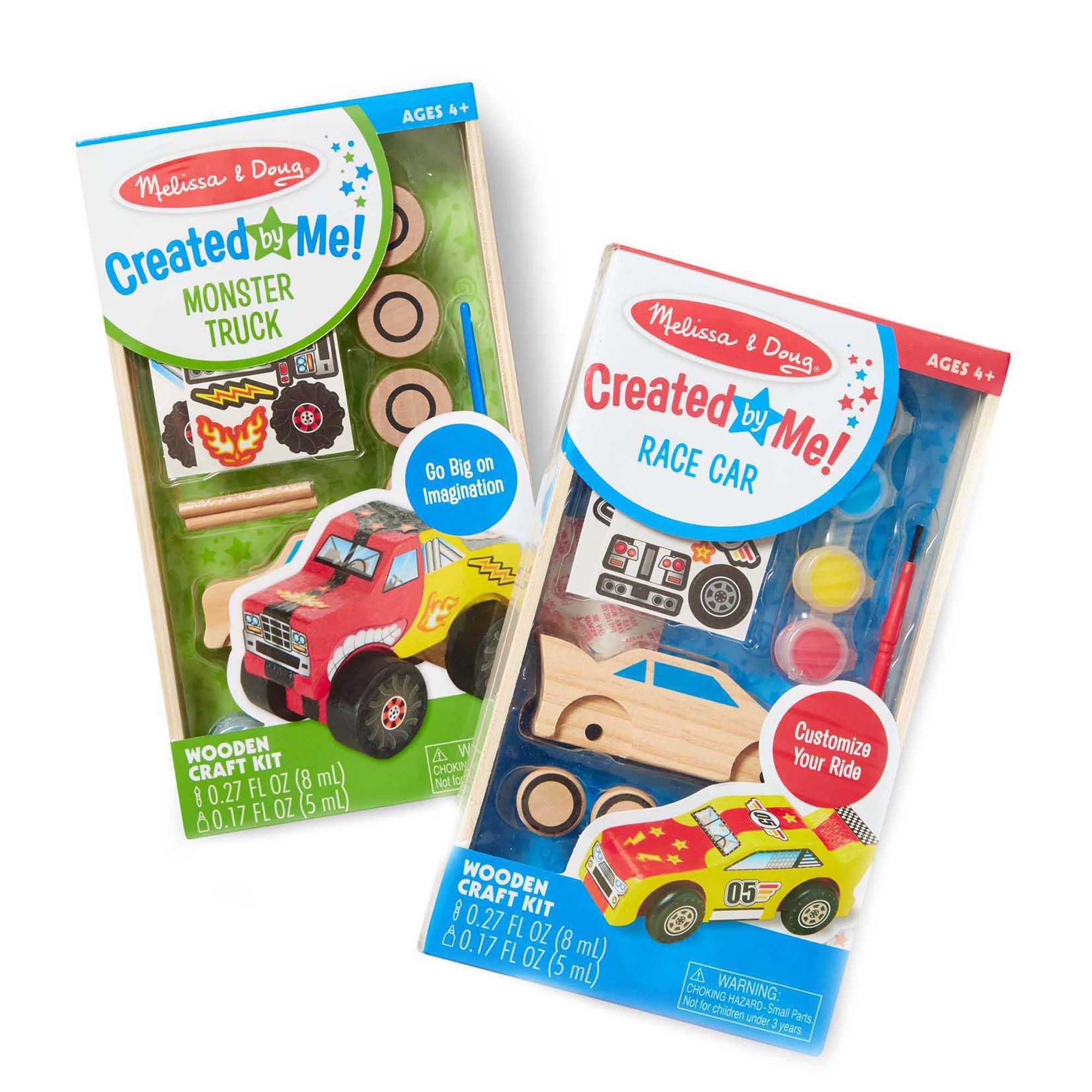 Melissa & Doug Decorate-Your-Own Holz-Bastelset - Rennwagen und Monstertruck
