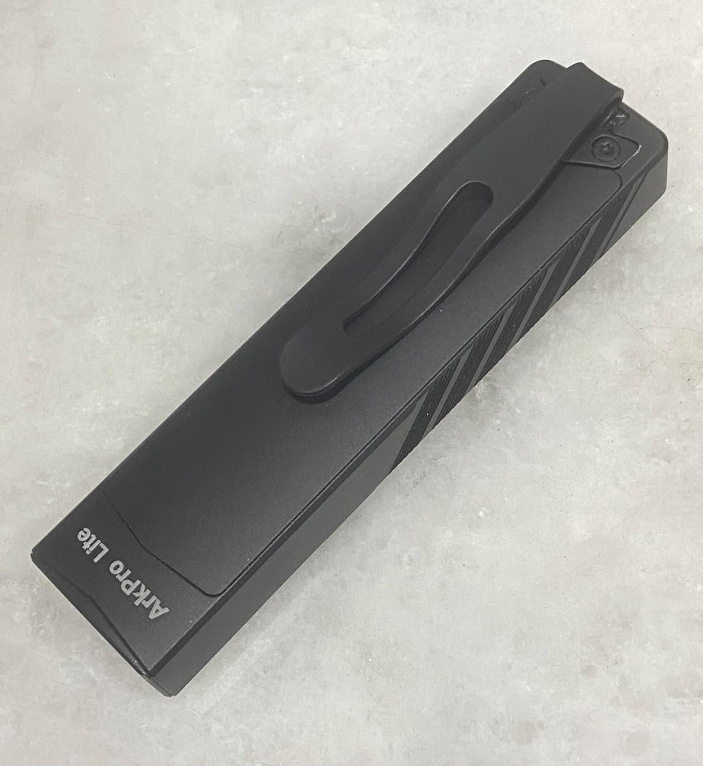 Titanium Pocket Clip Compatible with Olight Arkpro, Arkpro Ultra, Arkpro Lite Flashlight, Flat Black Powder Coating, Replacement Clip with Screws
