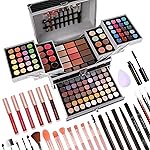 Makeup Gift Set For Women Girls, All in One Full Makeup Kit with Eyeshadow, Lip Gloss, Concealer, Blush, Contour, Highlighter Brushes Liquid Lipsticks Eyebrow Pen Mascara Eyeliner Pencil (Black Set)