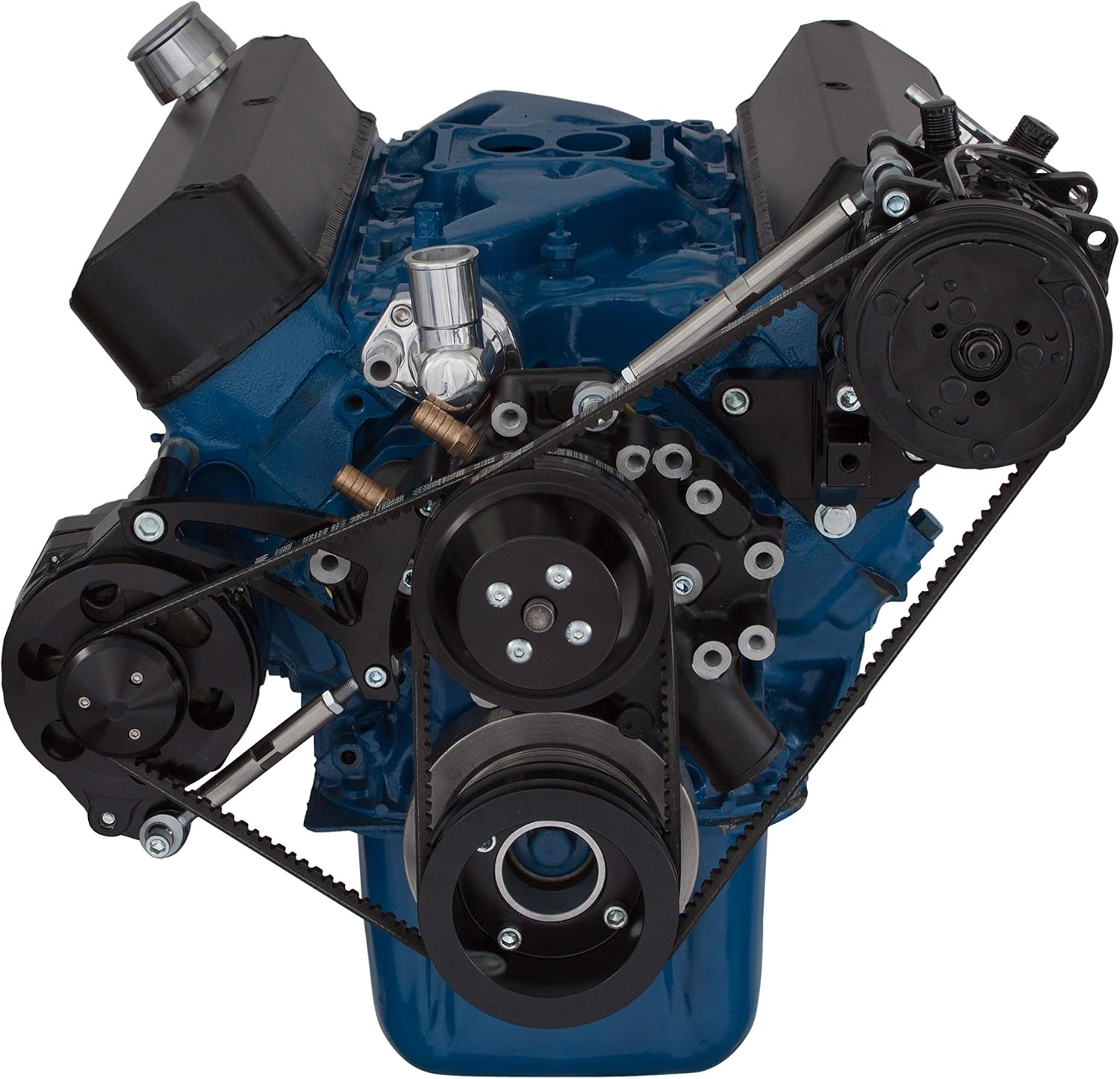 Black V-Belt System Compatible With Small Block Ford 289 & 302 Engines; AC Applications With NO Power Steering