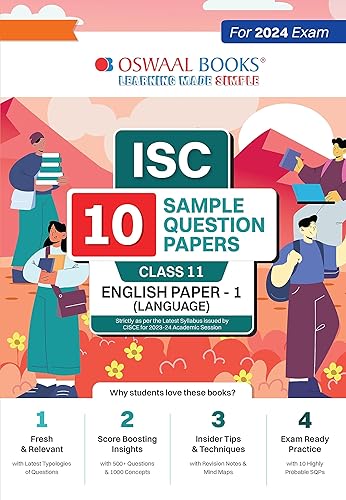 Oswaal ISC 10 Sample Question Papers Class 11 English Paper-1 Hardcover Book For Board Exams 2024 (Based On The Latest CISCE/ISC Specimen Paper)