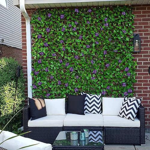 Miniatura 10 de Sumery Rejilla de privacidad expandible para balcón, patio al aire libre, panel decorativo de hiedra sintética, setos artificiales (hojas de una
