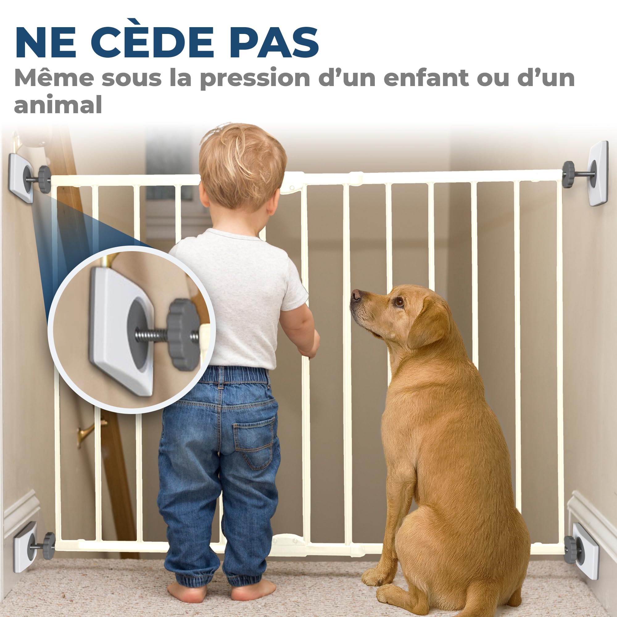 Hoffenbach 4X Patins de Protection Murale – Grille et Barrière de Sécurité pour Escalier & Porte – Protection Murale sans Perçage – Fixation à Pression pour Bébé & Enfants