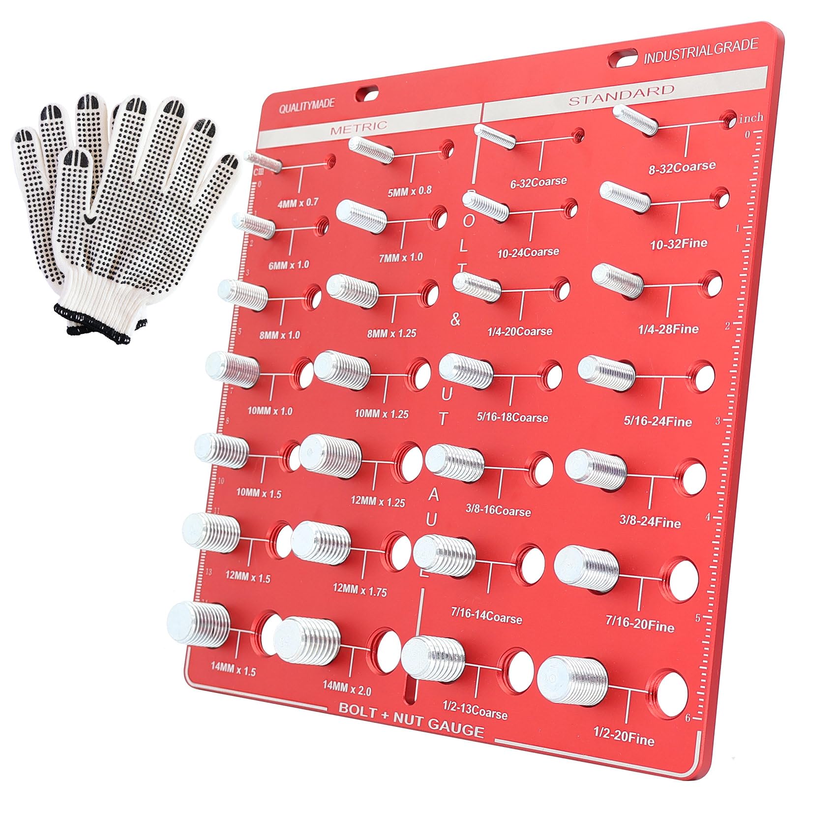 Waren&Huis28 Thread Checker,Nut and Bolt Thread Checker,Bolt Size and Thread Gauge,Standard Ruler with Inches and Centimeters On Both Sides,Hang or Flat