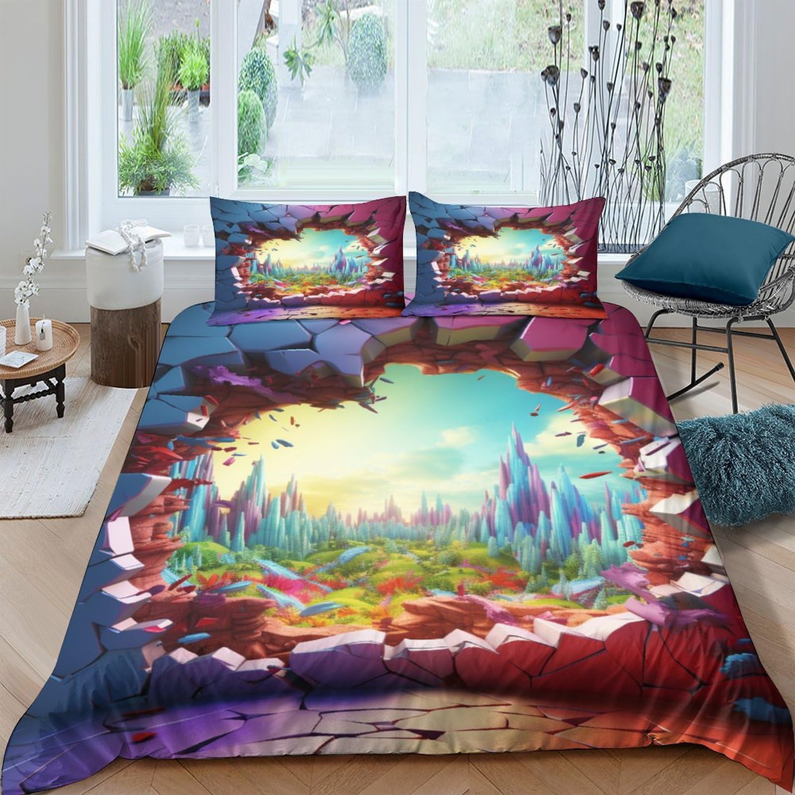 Parure de lit paysage 3D pour s'évader au quotidien avec cette housse de couette microfibre