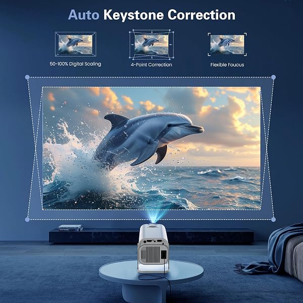 [App intégrée] Vidéoprojecteur 4K 1080P, Mini Projecteur Portable WiFi 6 BT 5.4, Projecteur Full HD 1080P Compatible Con HDMI/TV Stick/Ordinateur Portable, Blanc - 5
