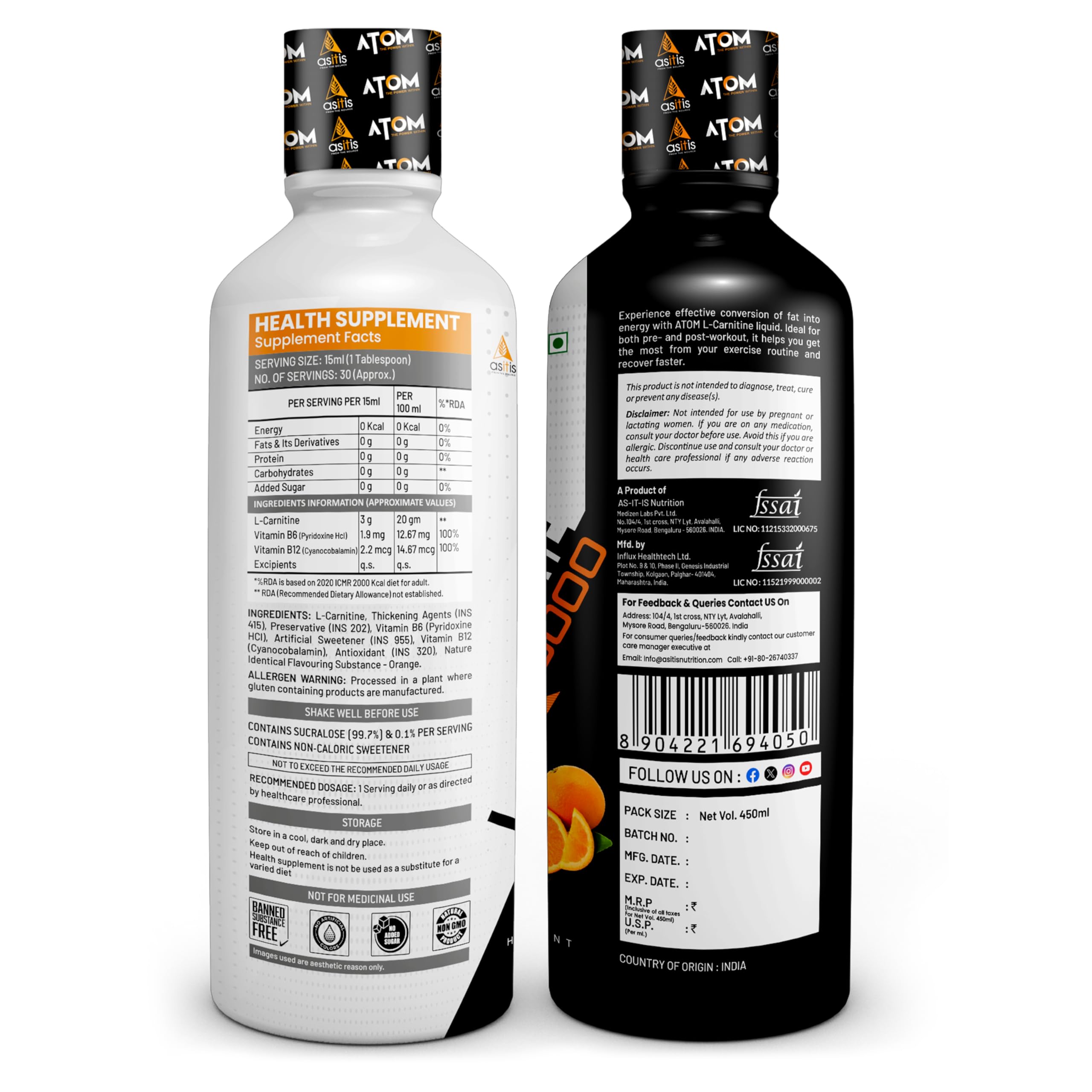 asitis l carnitine Buy AS-IT-IS Nutrition ATOM L- Carnitine Liquid Helps Convert Fat into  Energy, With Vit. B6, B12, 3000mg L-Carnitine, Sugar Free, Performance &  Recovery, 30 Servings, 450ml, Orange Online at Low Prices in