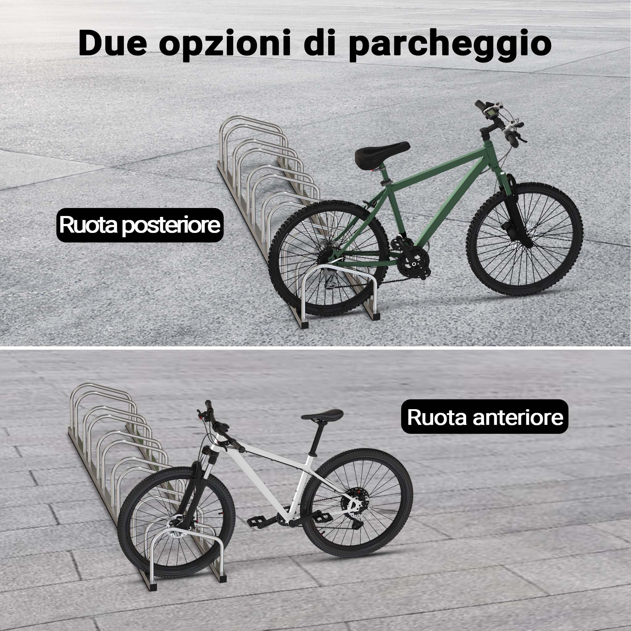 Rastrelliera per 6 biciclette Portabici in acciaio zincato per interno ed esterno Supporti