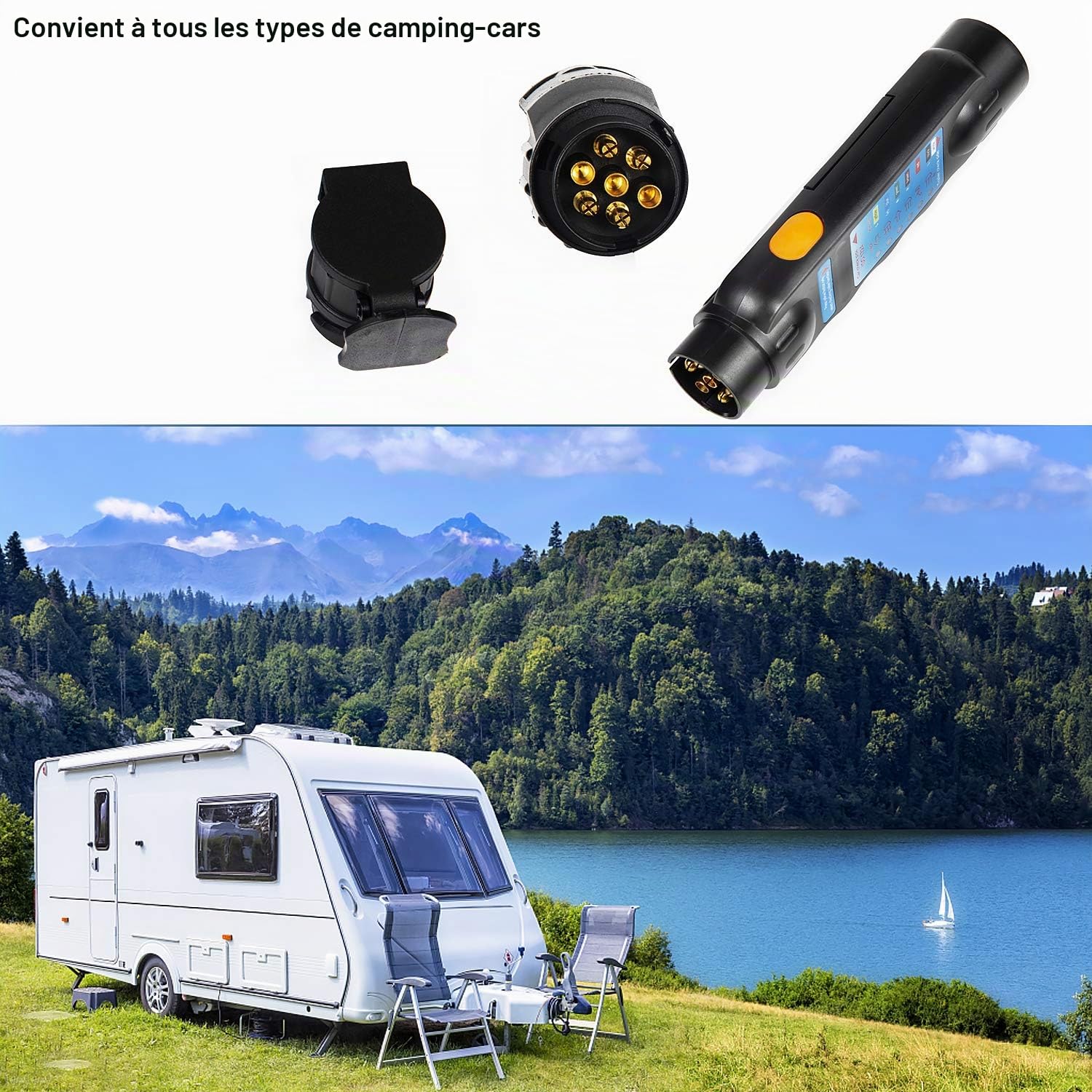 EXLECO Trailer Plug Socket 12V 7-13Pin Car Wiring Circuit Light Test Tool Electrics Diagnostic Tools