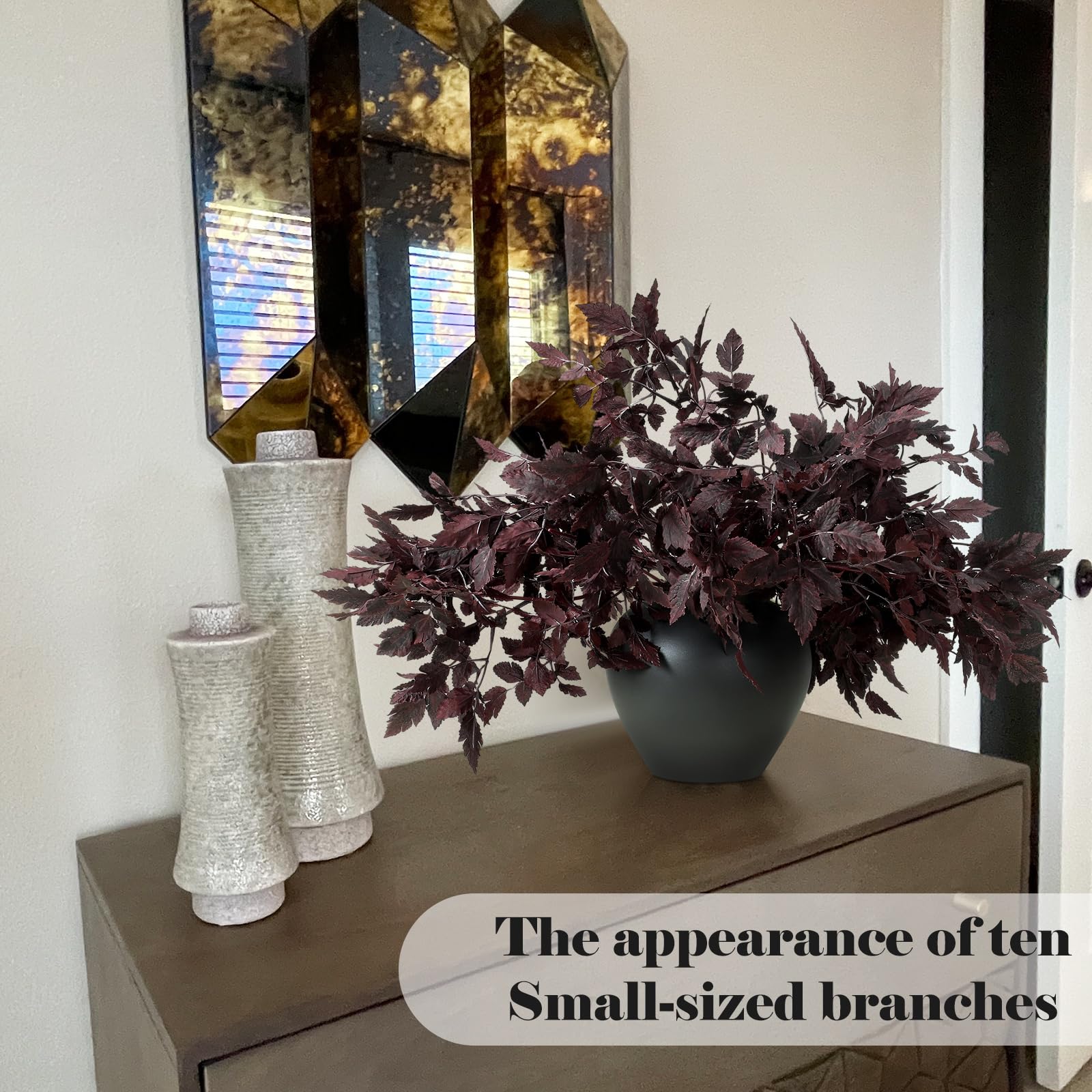 Künstliche Cimicifuga Blätter Spray | 5 Stück 45,7cm | Violette Herbstdeko Für Halloween & Erntedank