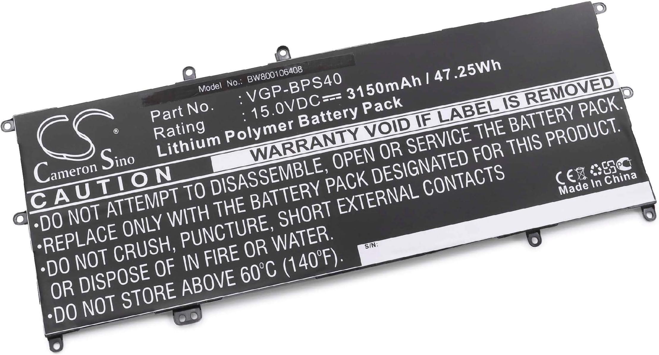 vhbw Replacement Battery compatible with Sony Vaio SVF15N28PXB, SVF15N2ACGP, SVF15N2L2E, SVF15N2Z2E Laptop (3150mAh, 15V, Li-Polymer), with Chip