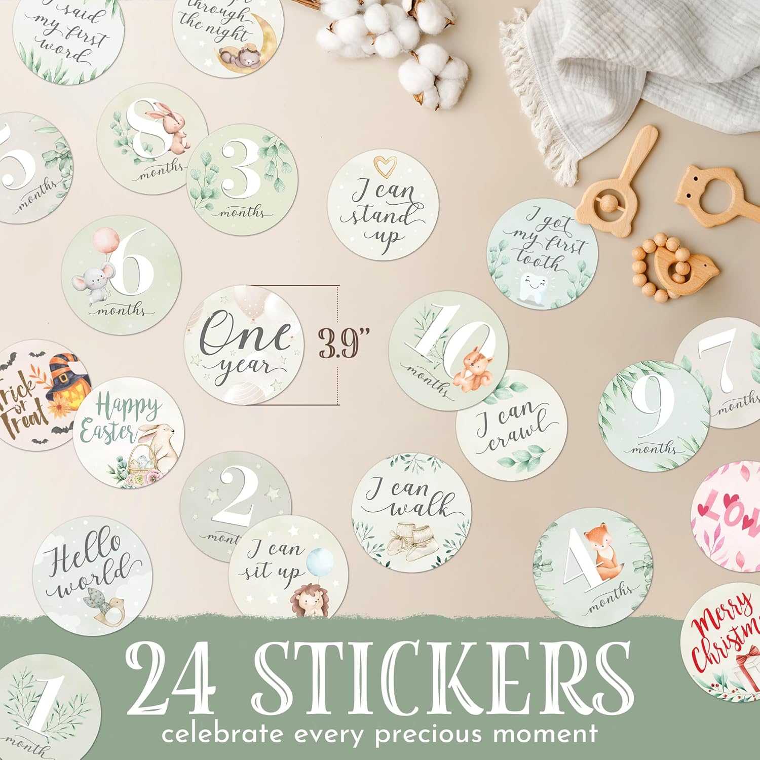 Baby Memory Book First 5 Years – Keepsake Baby Book for Boy or Girl – Gender Neutral Milestone Book with 24 Stickers – Record Memories from Birth to Age 5