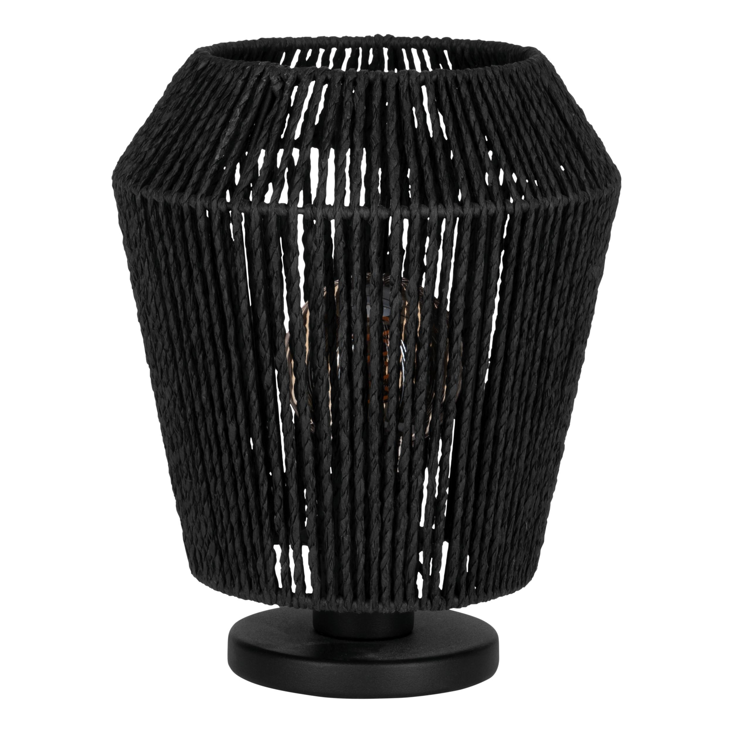 Eglo Table lamp Persley, Bedside lamp, Room Decoration Bedroom, Living Room Lighting Made of Metal and Braided Paper, with Switch, FSC-Certified, E27 Socket