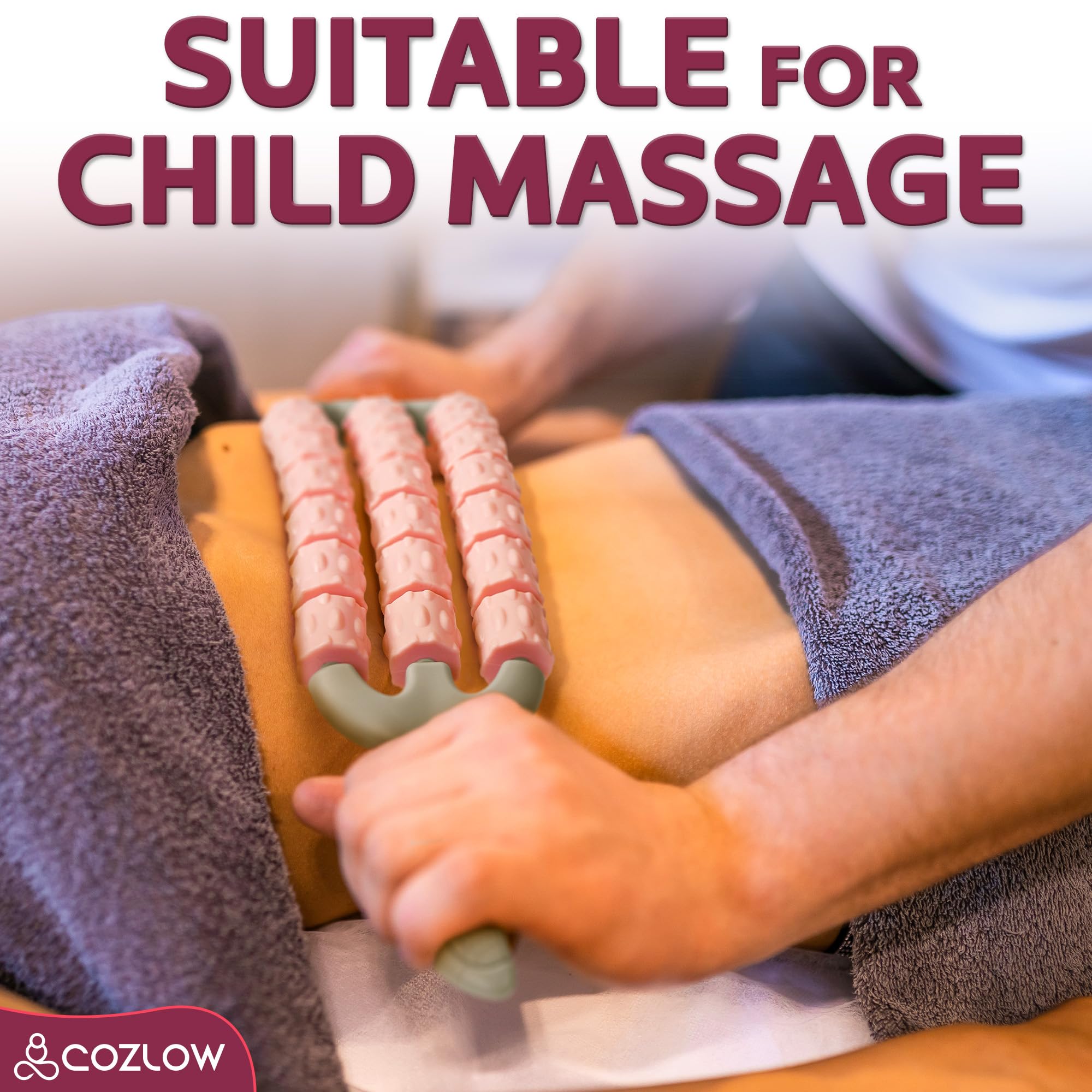 Triple Roller Massage Stick - Body Massager for Muscles - Fascia Rolling Tool - Deep Tissue Therapy - Myofascial Release - Lymphatic Drainage - by Cozlow