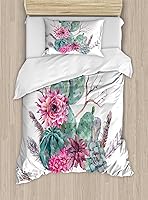 Vista 282 de Ambesonne Juego de funda de edredón de pesca, lubina de boca grande atrapando un bocado en espray de agua, imagen salvaje, juego de cama decorativo