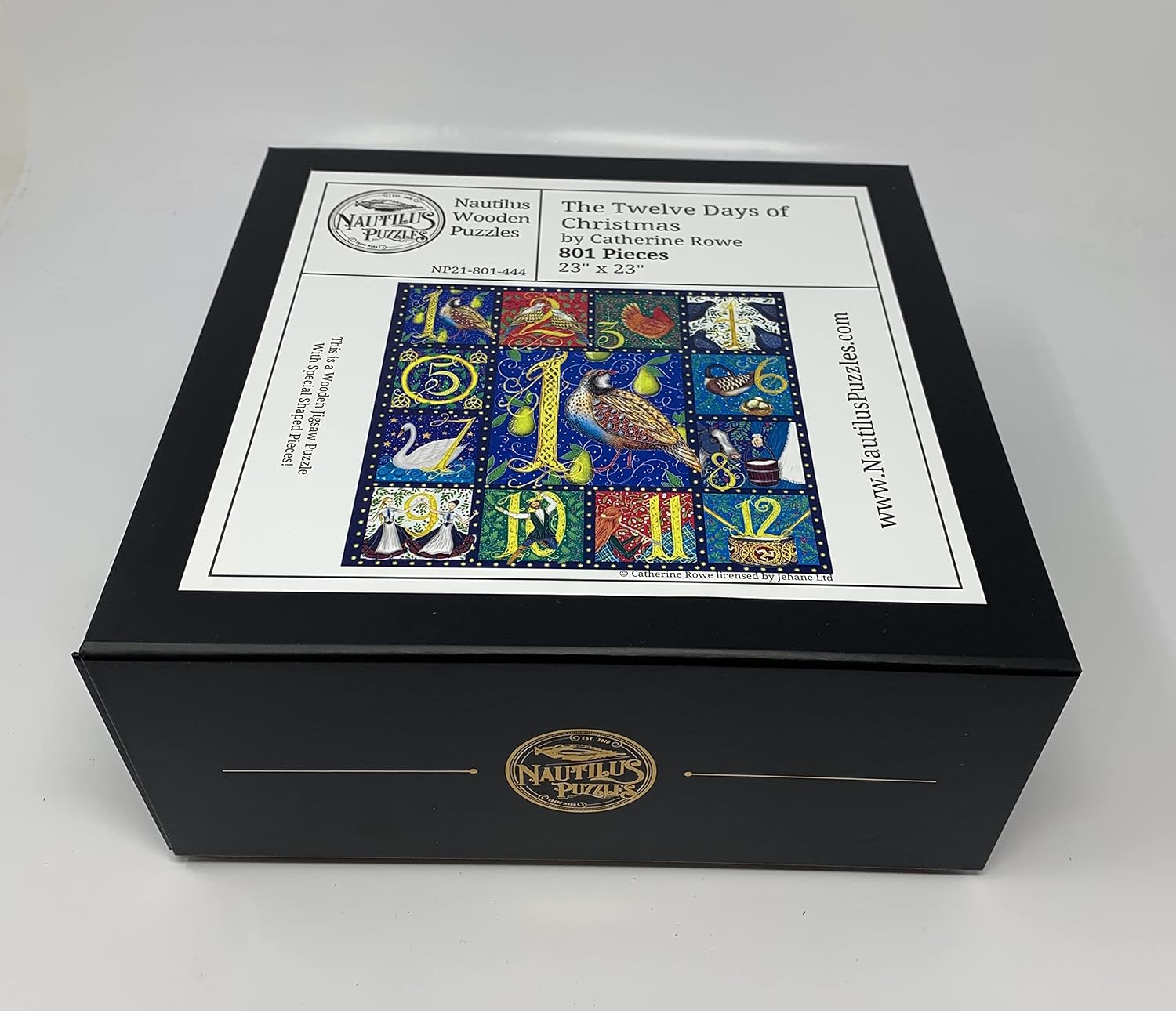 Wooden Christmas Jigsaw Puzzle for Adults - Twelve Days of Christmas- 801 Unique Wooden Pieces - Made in The USA by Nautilus Puzzles