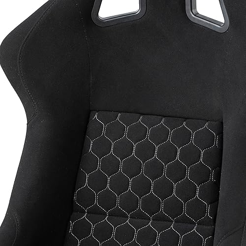 Miniatura 7 de 2 asientos universales ajustables de carreras con deslizadores dobles, asientos reclinables tapizados de piel sintética, 1 par de asientos