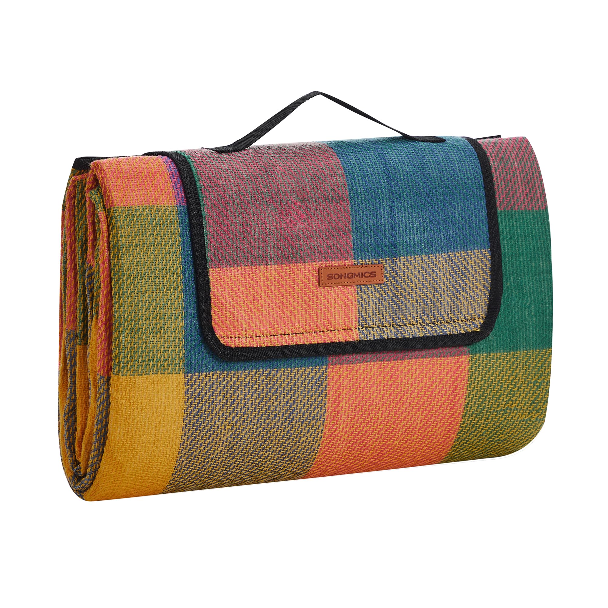 SONGMICS Coperta da Pic-nic, Tappeto da Campeggio o Giardino, Impermeabile e Pieghevole, con Manico, Multiuso, 195 x 150 cm GCM50K
