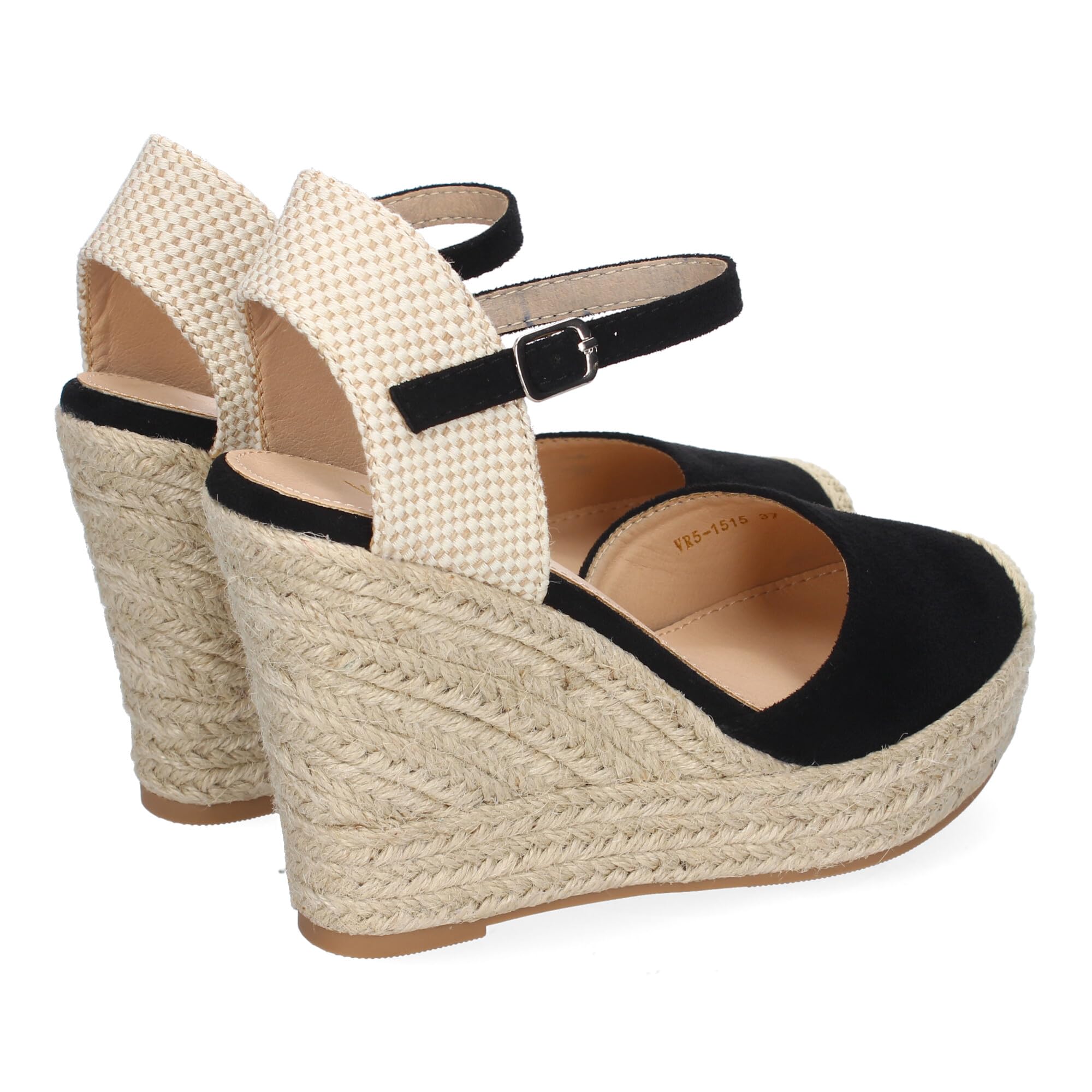 shoes&blues.es Sandalia de Cuna de Yute para Mujer, Comodas y Elegantes, Diseno Moderno con Punta Bordada y Cierre de Hebilla, Ideales para Primavera-Verano.