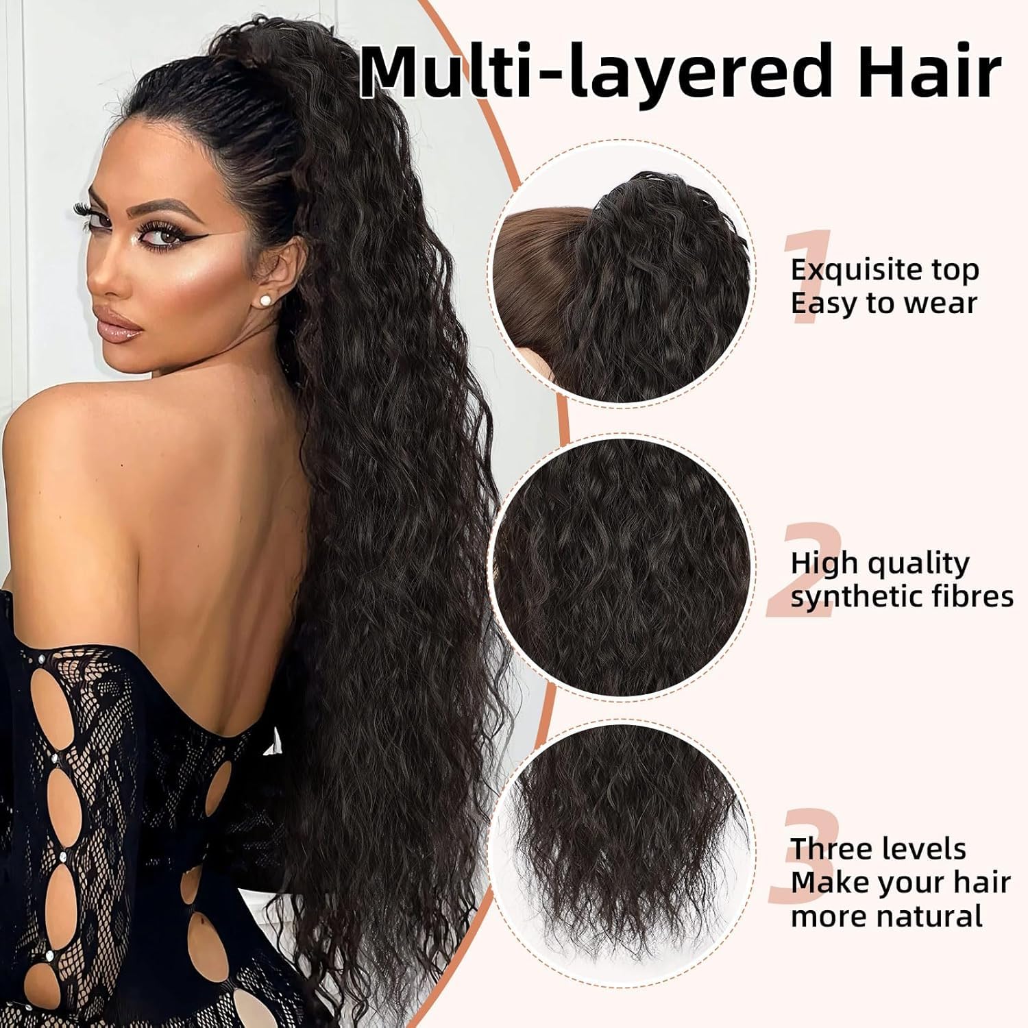 PORSMEER Claw Ponytail Hair Extension 30 inches - Image 3