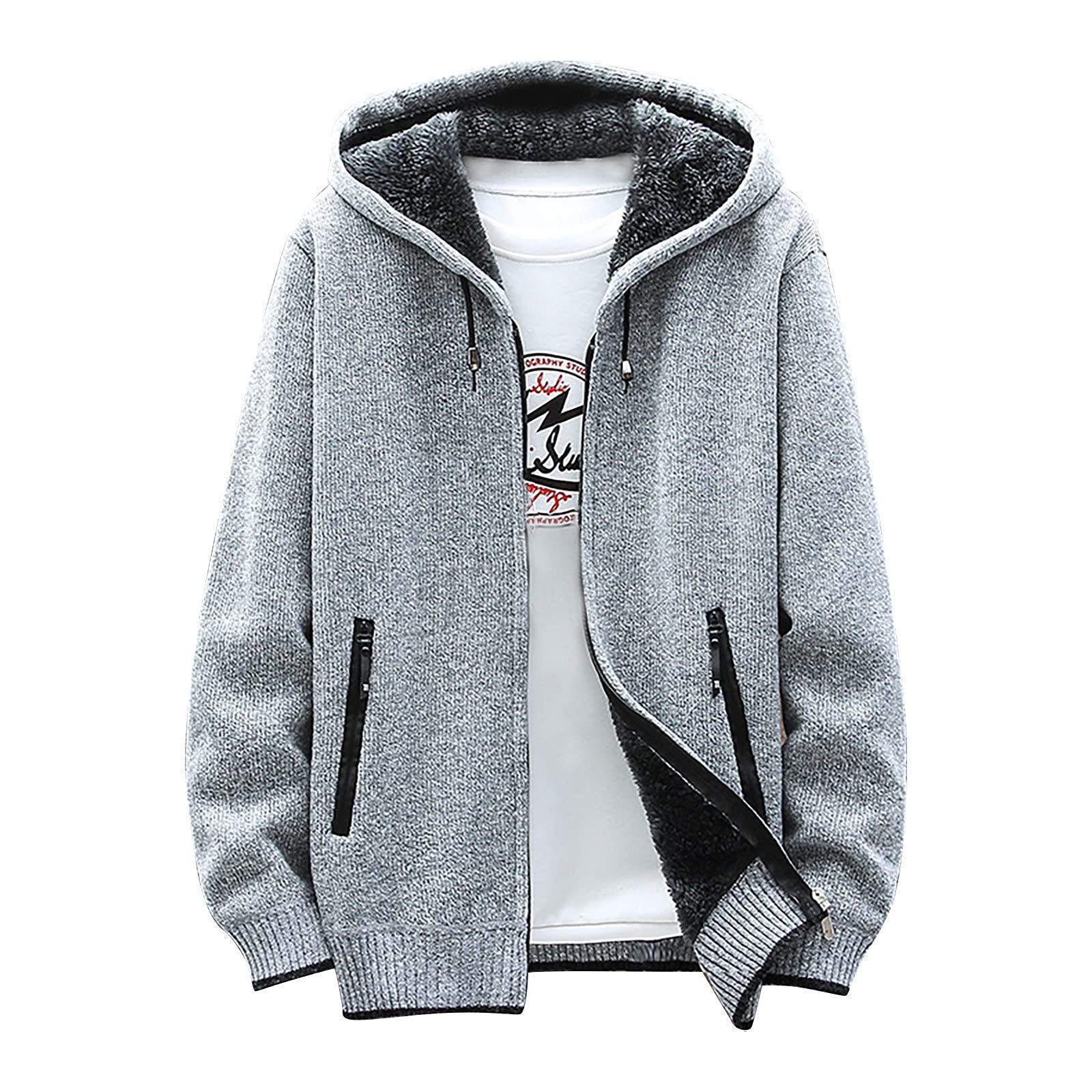 PADOLA Gilet Homme Zippé Veste en Maille Cardigan Homme Veste