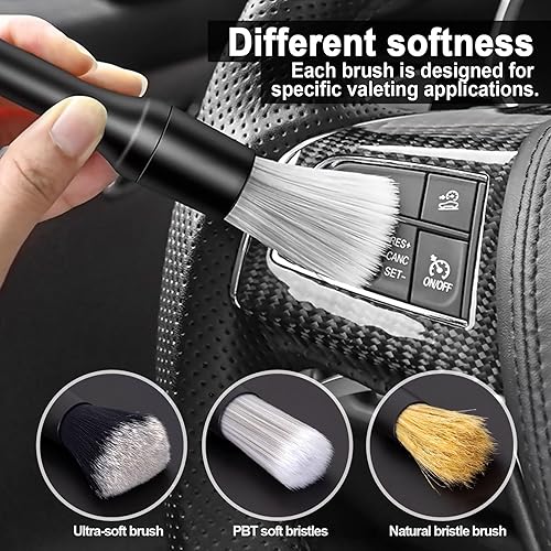 Miniatura 3 de 3 cepillos multifuncionales para detalles de automóviles de diferentes tamaños, ultra suaves, accesorios para limpiar ruedas de automóvil, emblemas,