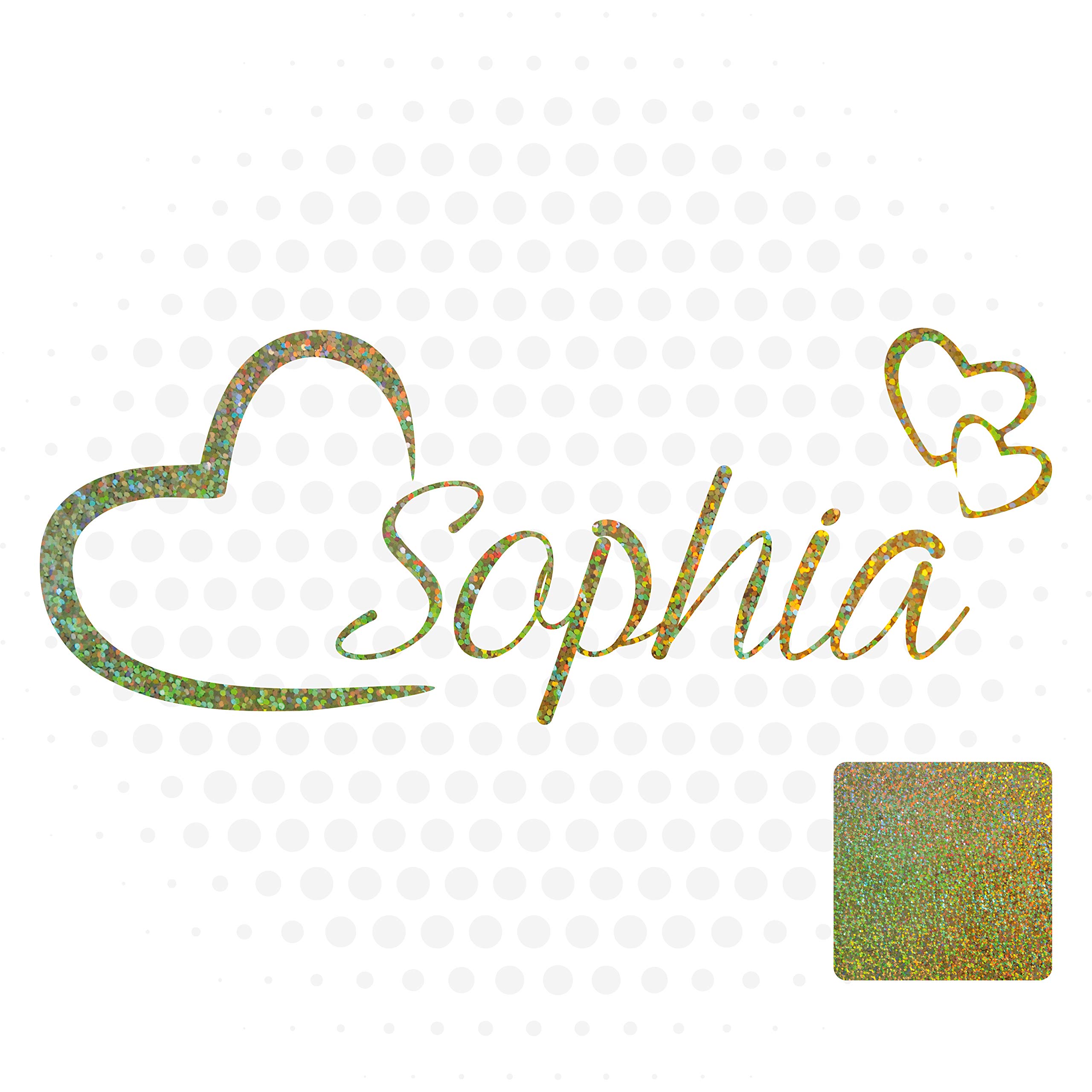 Personalised Gold Glitter Name Wall Art Vinyl Sticker with Love Hearts