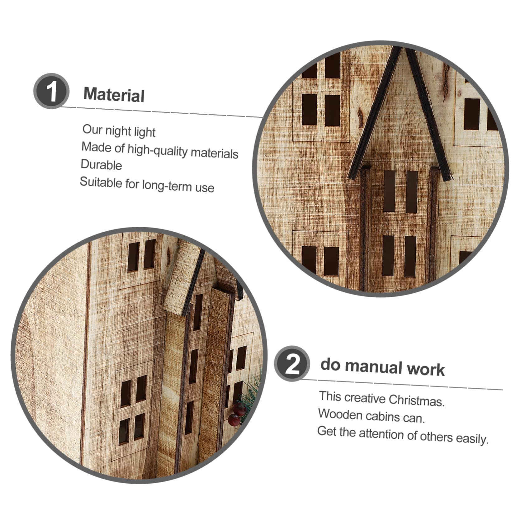 CORHAD 1Pc Style Luminous Wooden House Decoration with LED Light Rustic Xmas Decor for Christmas Home Decor Desktop House Accent