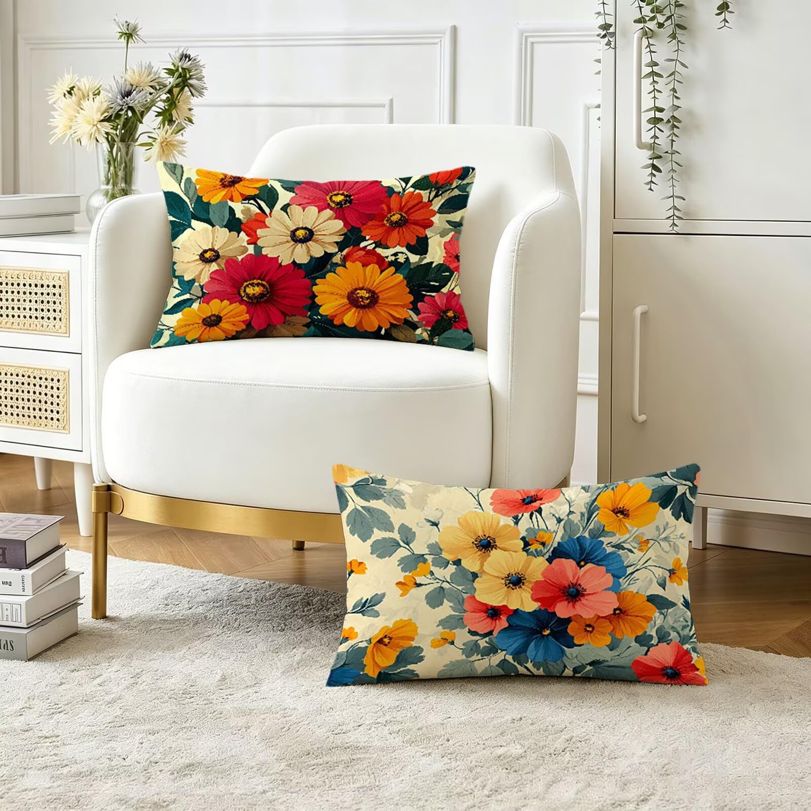 Housse coussin 50x70 cm lot de 2 imperméable pour extérieur et canapé