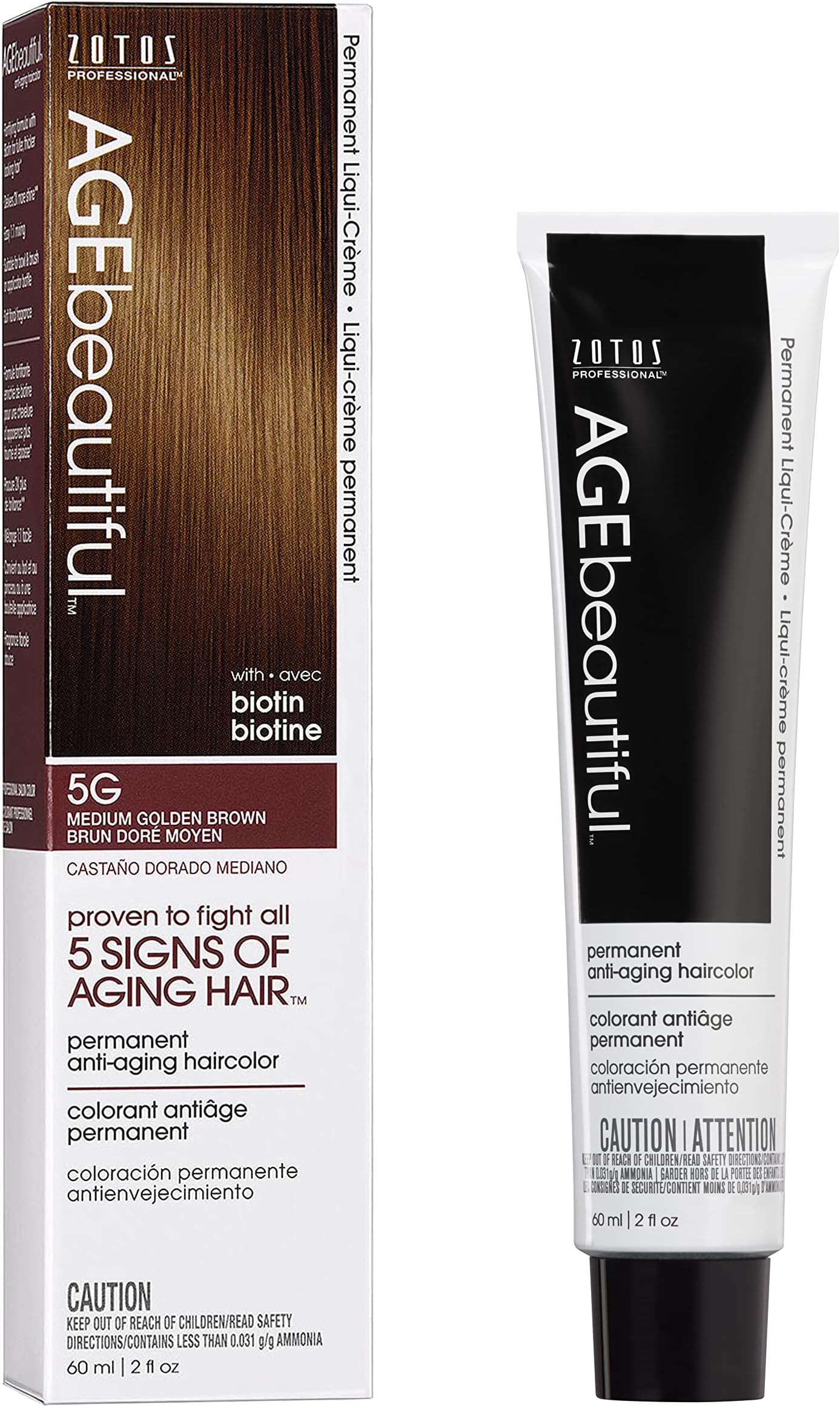 AGE beautiful Permanent Hair Color Dye Liqui Creme | 100% Gray Coverage | Anti-Aging Haircolor | Biotin for Thicker, Fuller, Healthier Hair | Professional Salon Coloring