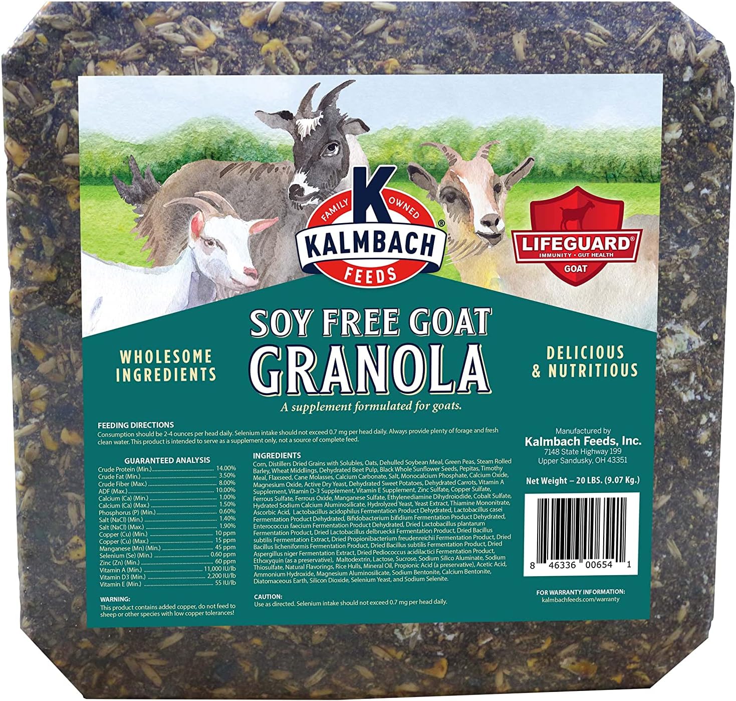 Kalmbach Feeds Soy Free Goat Granola Treat Block for Goats