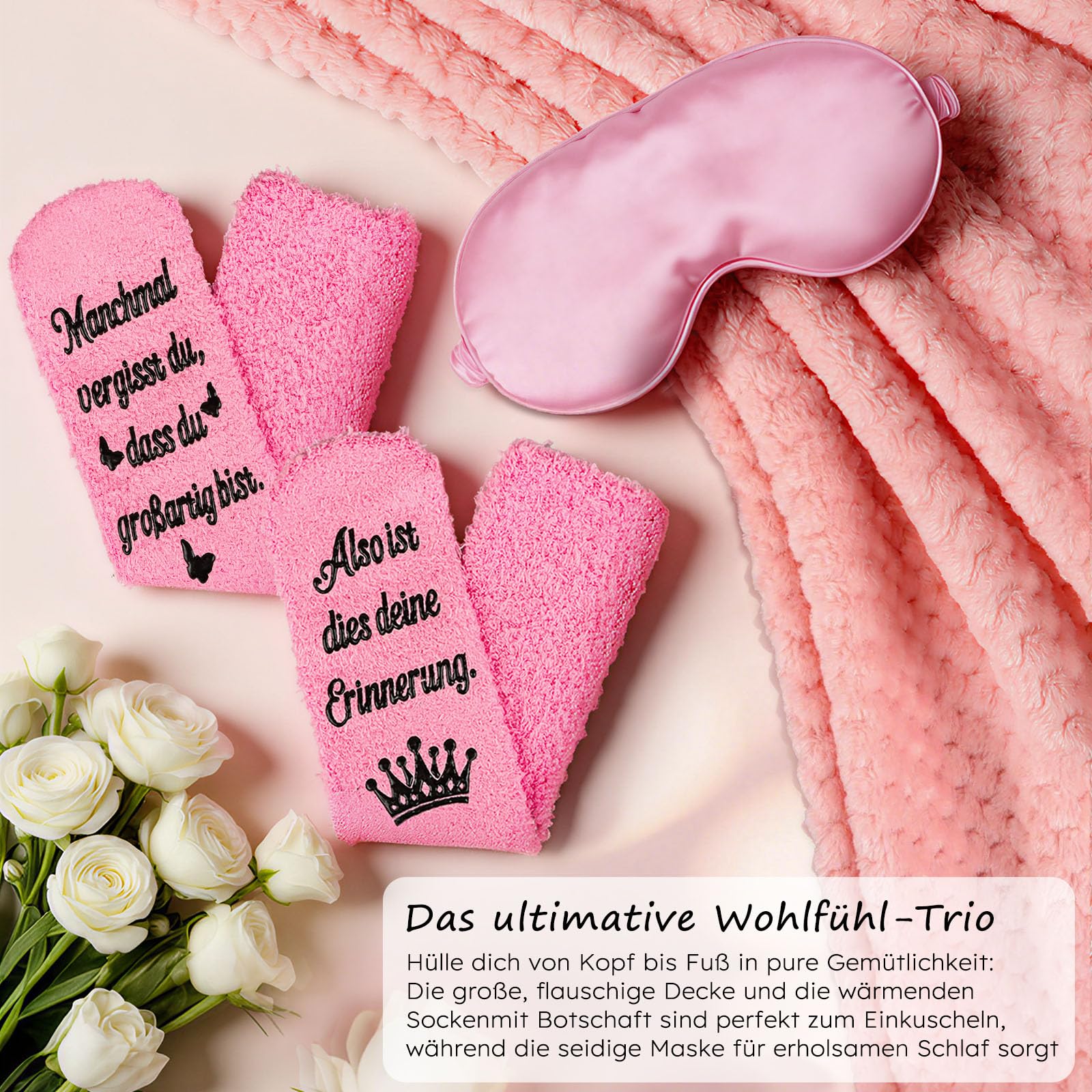 TUZELIYA Geschenke für Frauen Freundin - Geburtstagsgeschenk - Wellness Geschenkset - Gute Besserung & Mutmacher Geschenke - Geschenkideen für Mama, Schwester, Tochter, Kollegin, Tante, Ehefrau - Rosa