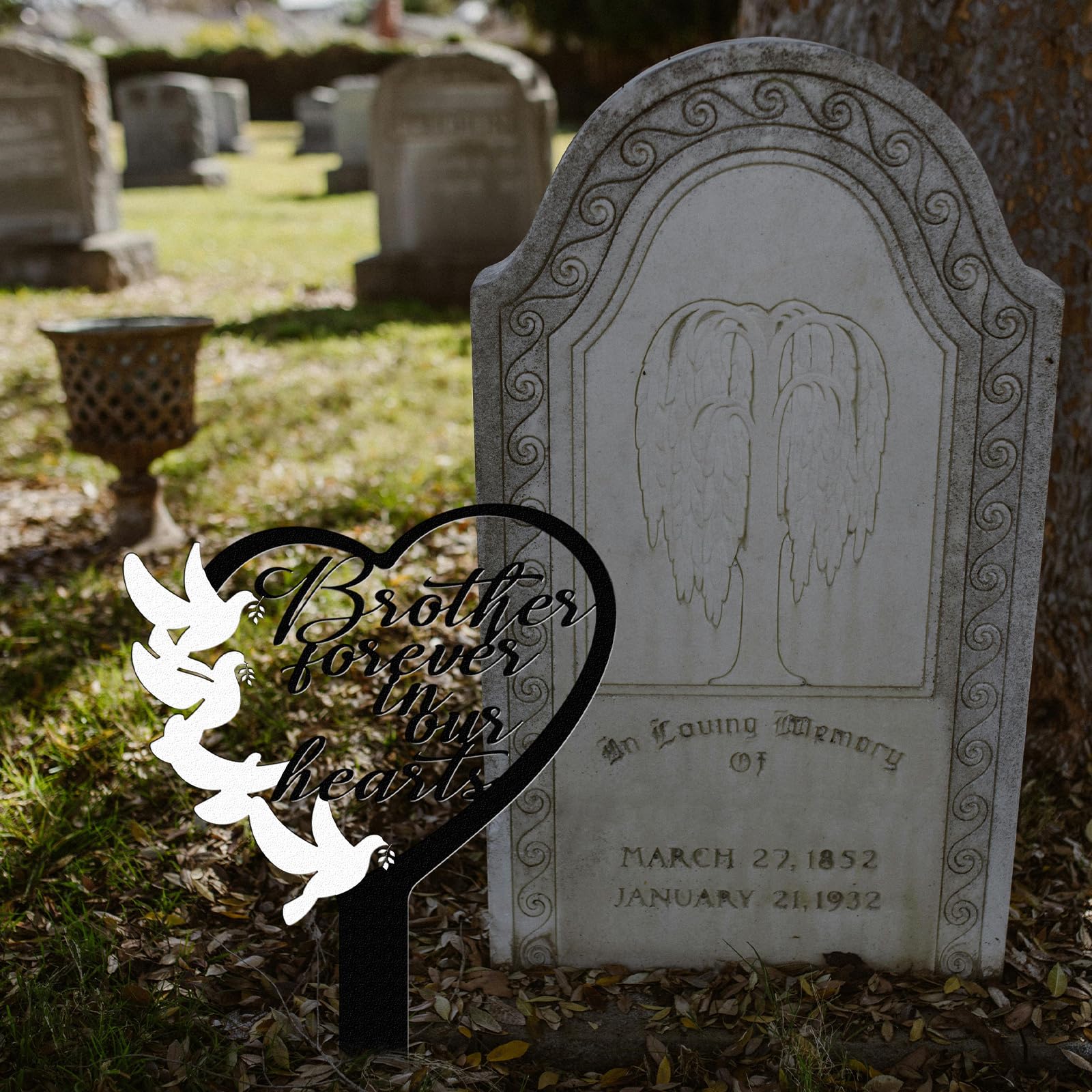 Decorazione per tomba, in metallo, per bambini, per funerali all'aperto, per giardino o Hofiben