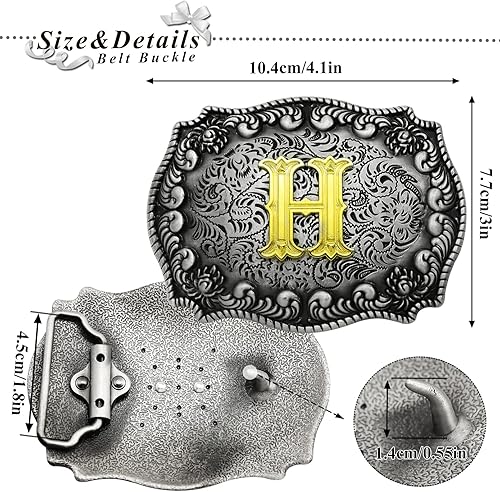 Miniatura 2 de RechicGu Juego de 2 corbatas con hebilla de cinturón de vaquero occidental, letras iniciales doradas, ABCJ a Z, para mujeres y hombres