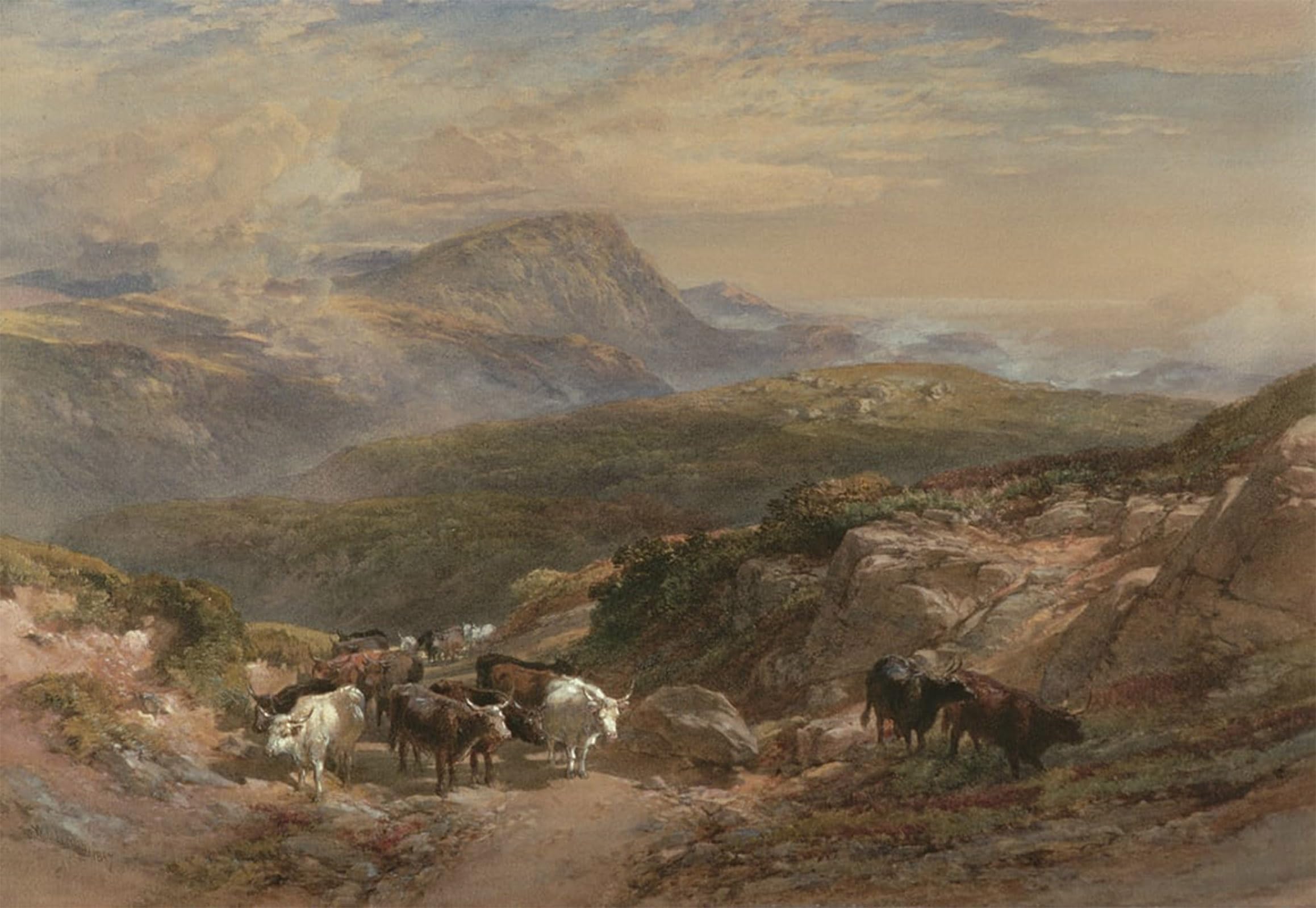 POSTERIIk Famous Modern Artwork Art Mural Scene in the Highlands by William Leighton Leitch Oil Paintings Pictures for Home Decor 60x90cm