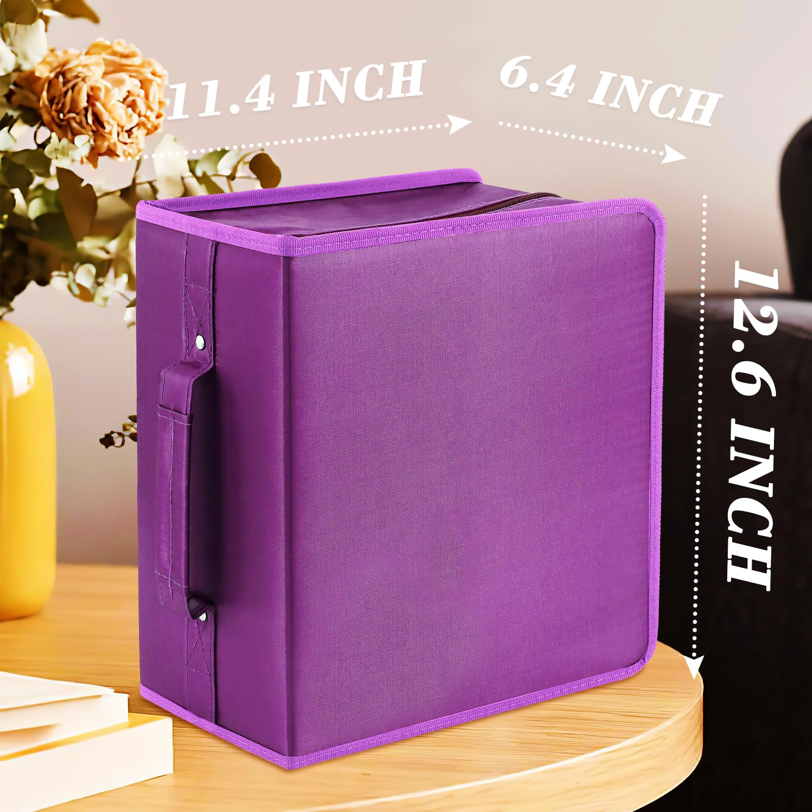 Custodia per CD, capacità 384, porta CD/DVD, organizer a portafoglio, portatile, per casa e viaggi (viola)