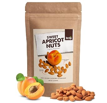 Berrilys Sweet Apricot Nuts - Roasted - 16 oz, Great for Snacking, Similar to Almonds but just better, Meet Your Favourite Healthy Snack, Plant based Seeds, Kernels, Kernals, Pits, Kernel