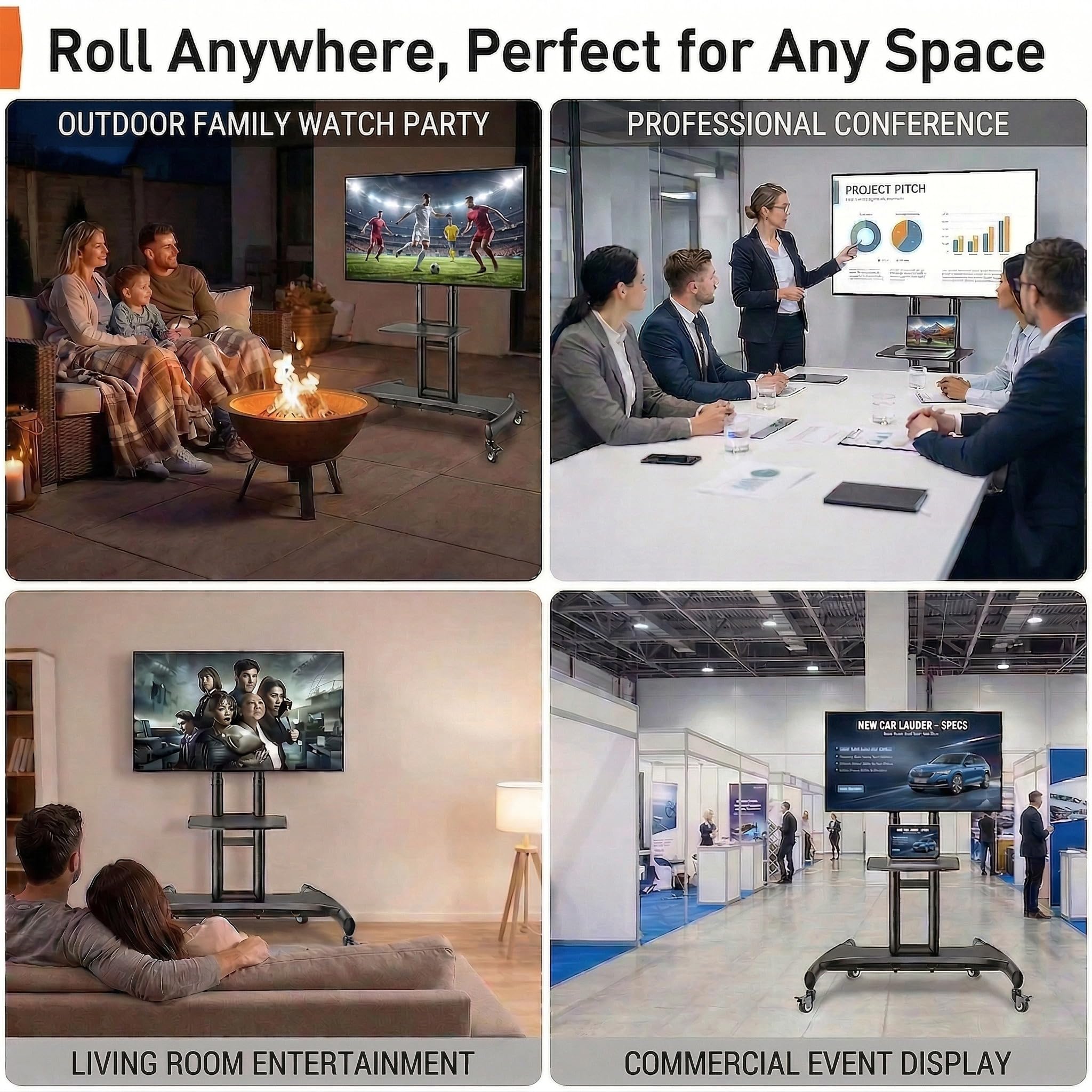 Soporte de TV con altura ajustable para televisores de pantalla plana de 32-70 pulgadas LCD LED 4K