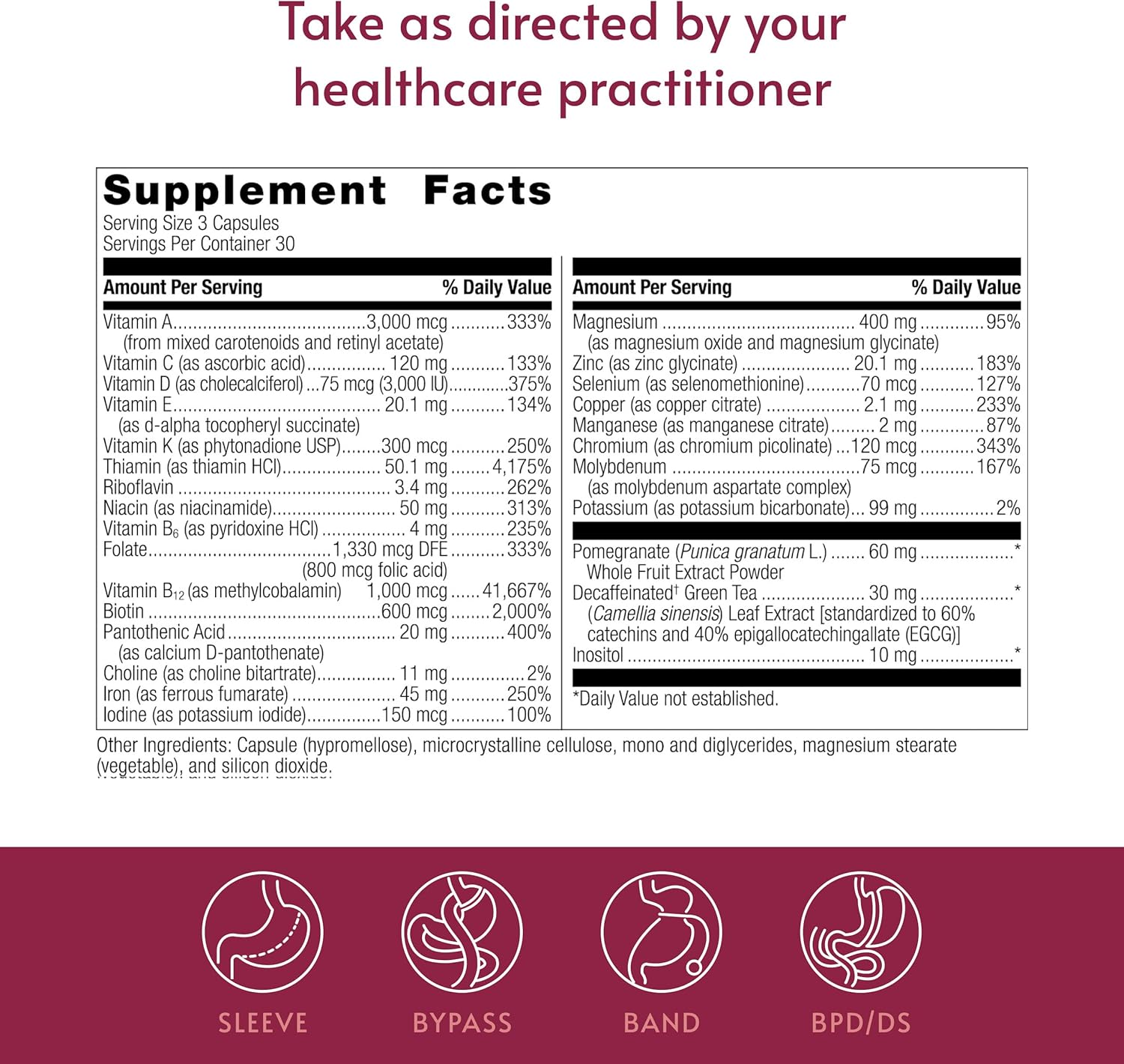 Bariatric Advantage Ultra Multivitamin with Iron - Ultra Multi with Iron - Capsule Format Multivitamin - Provides Full Complex of B Vitamins - with Vitamin C, Chromium & More - 90 Capsules