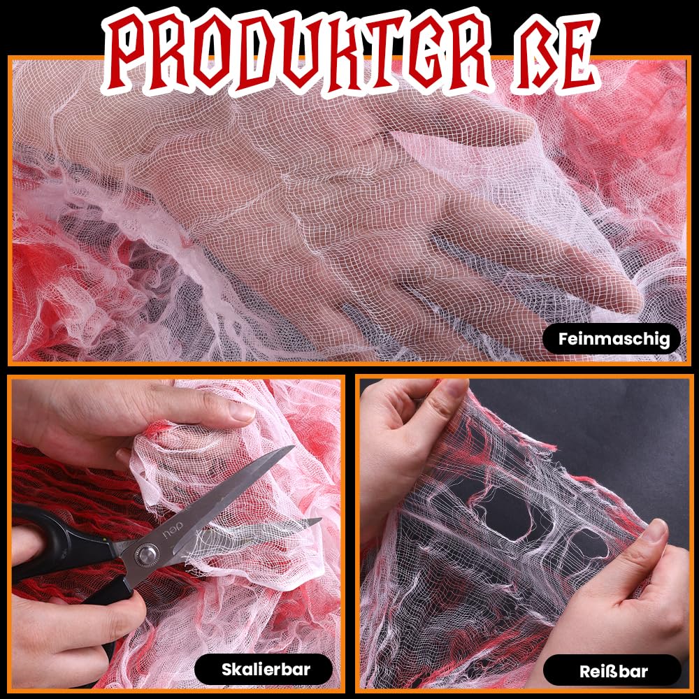 XIMISHOP Halloween Dekostoff - 2,15x5m Gruseltuch Mit Bluteffekten | Horror Deko Für Party, Haus & Gruselhaus