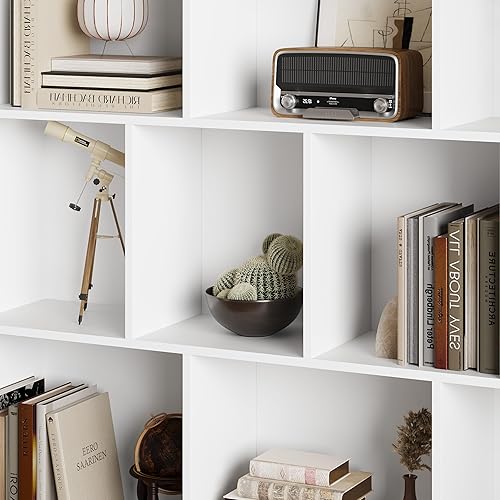 Miniatura 6 de Estante para libros con 10 cubos, estantería de 43 pulgadas de ancho con dispositivo antipunta, estantería abierta de 38 pulgadas de alto,