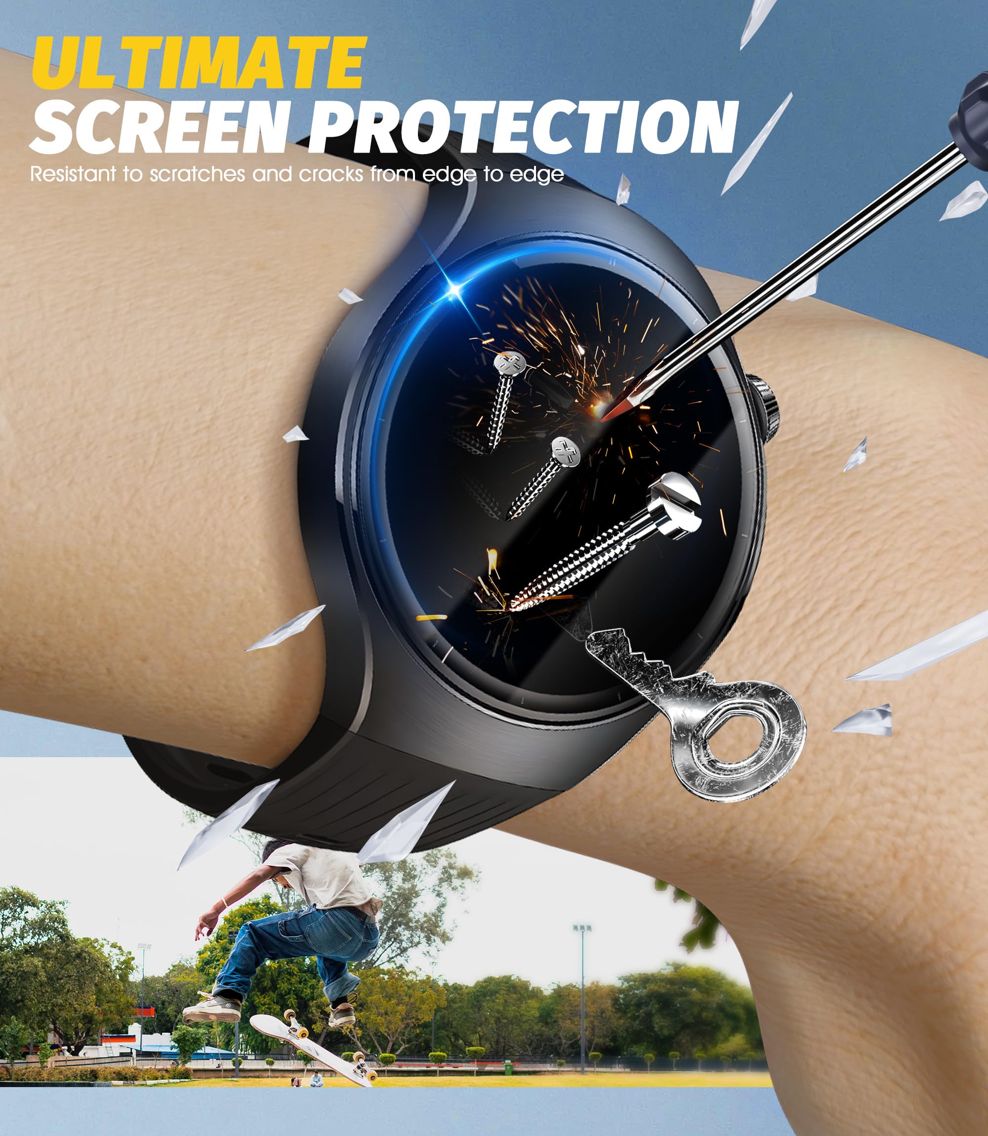 NEWZEROL 4 sztuki folii ochronnej na wyświetlacz, kompatybilna z Huawei Watch 5 46 mm | Pełne pokrycie, PMMA i PC (bez szkła hartowanego), ultracienkie, odporne na zarysowania, wysoka rozdzielczość