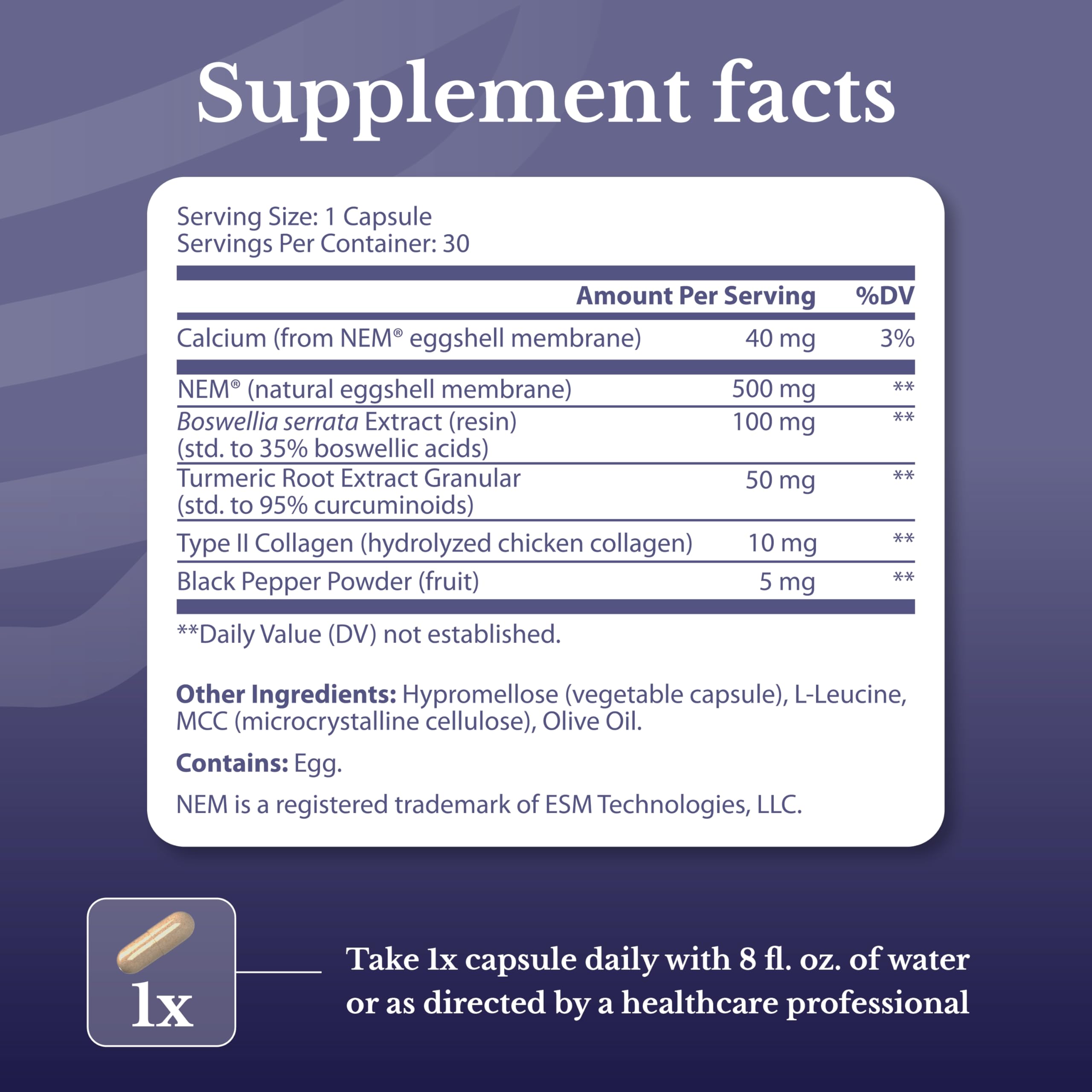 Joint Complex Joint Support Supplement with Turmeric, NEM, Boswellia & Collagen