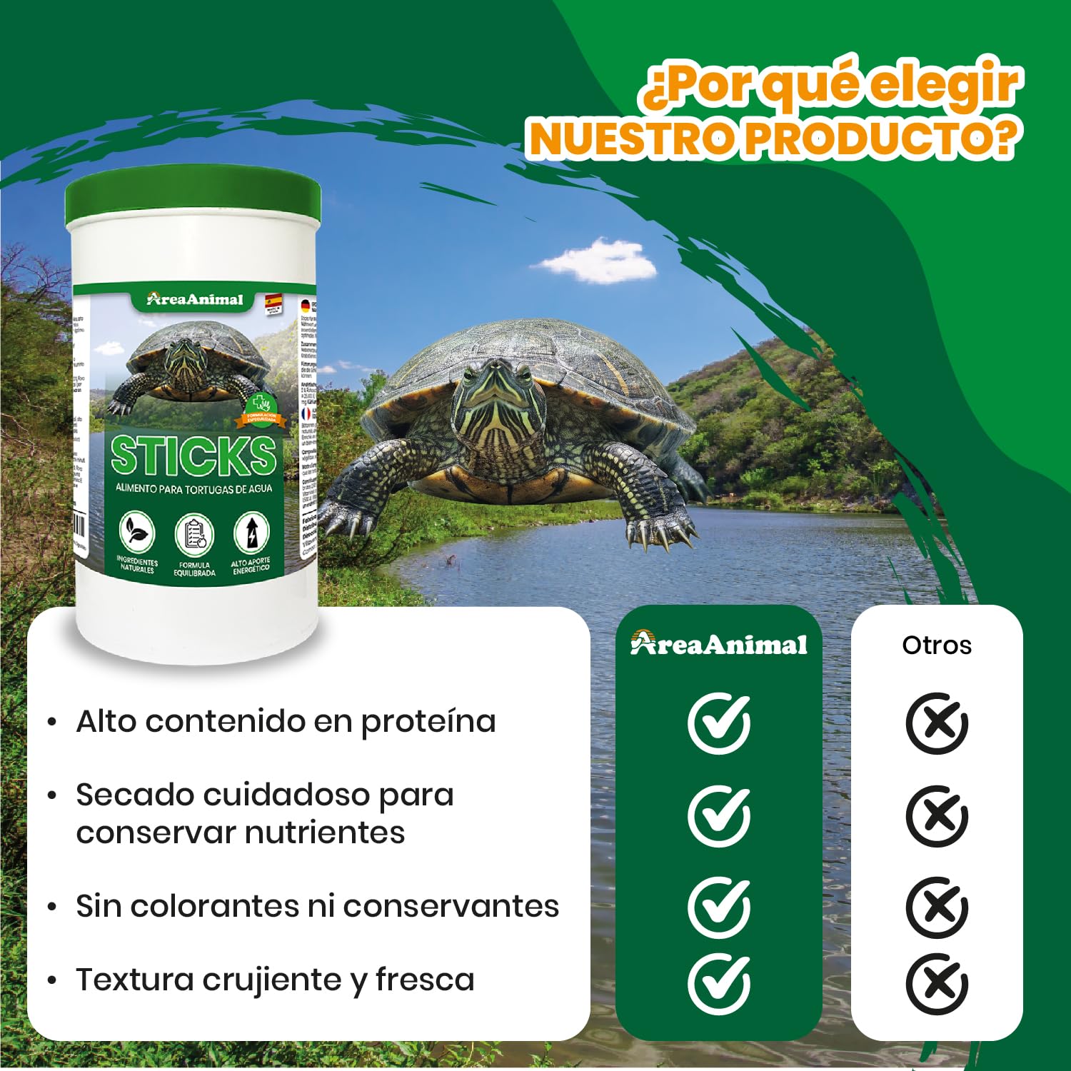 Comida Tortugas de Agua 250ml/1L, Pienso Tortugas de Agua con Ingredientes Naturales, Comida Tortuga con Formula Balanceada, Alimento Tortuga Acuatica en Sticks, Pienso para Tartaruga — view 3